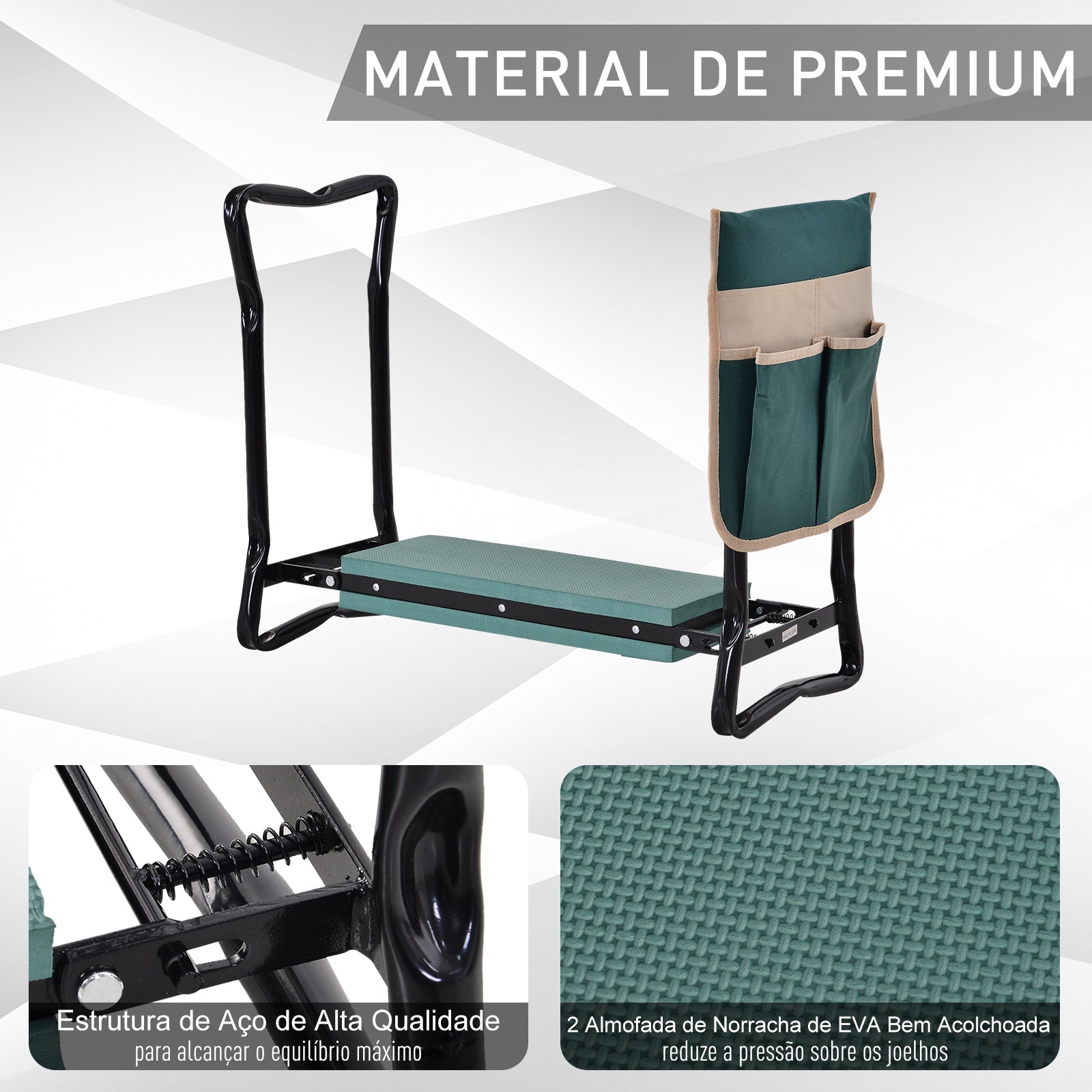 Banco de Jardim 2 em 1 - 58x28x49cm - Verde e Preto