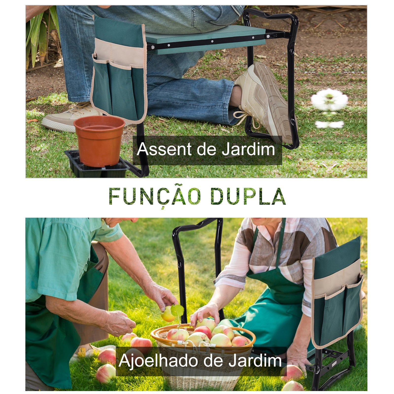 Banco de Jardim 2 em 1 - 58x28x49cm - Verde e Preto