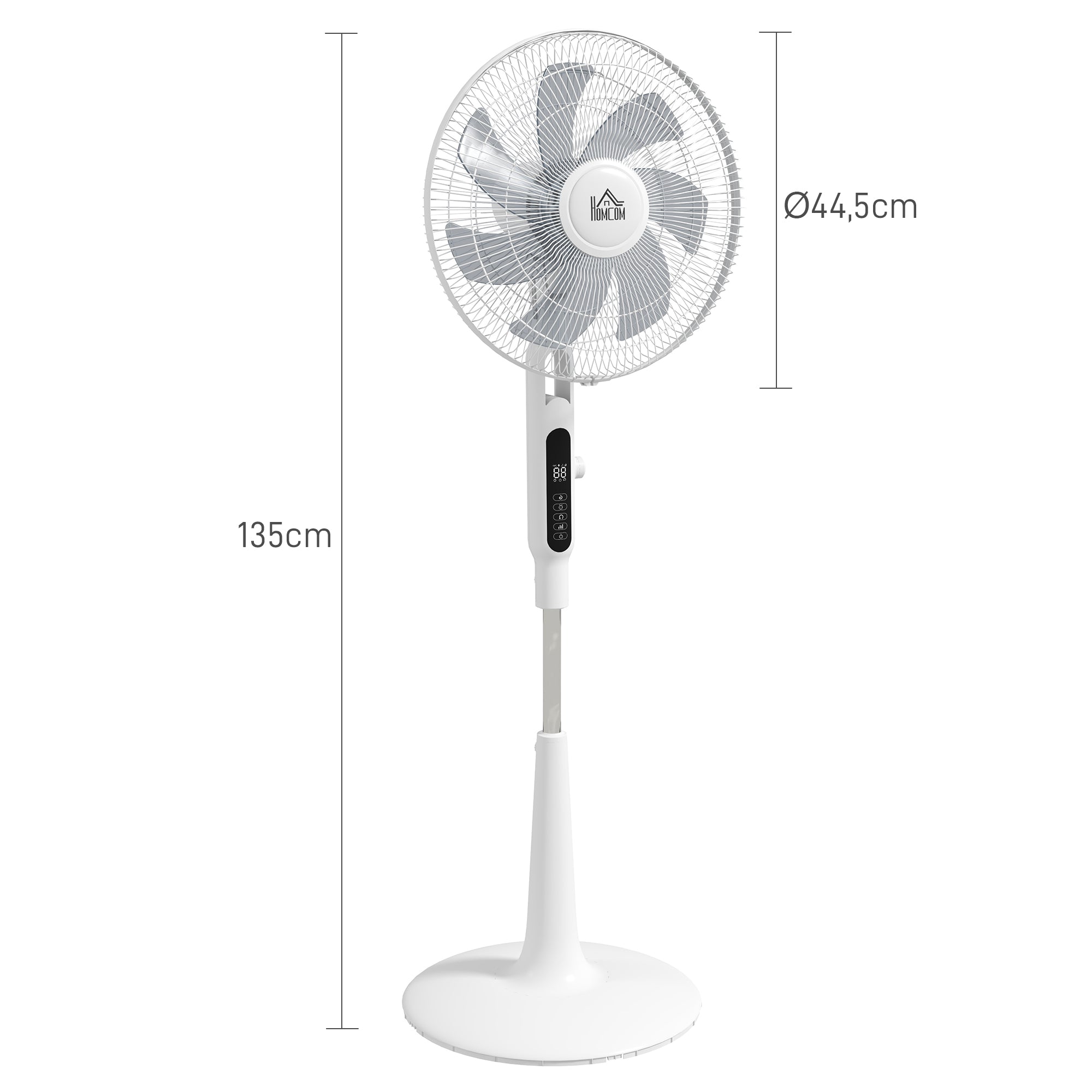 Ventoinha de Pé Ajustável em Altura 45x42x120-135 cm - Branco