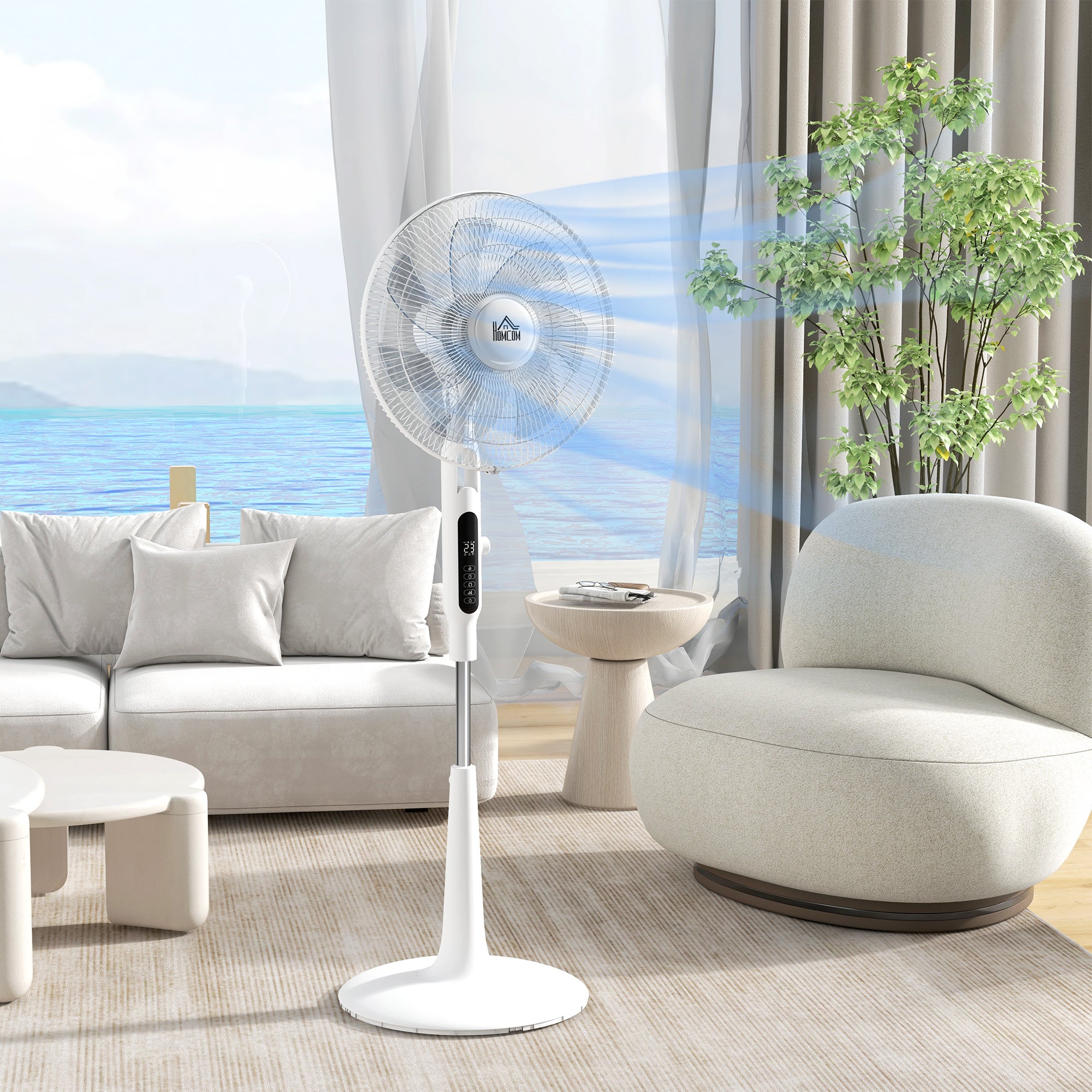 Ventoinha de Pé Ajustável em Altura 45x42x120-135 cm - Branco