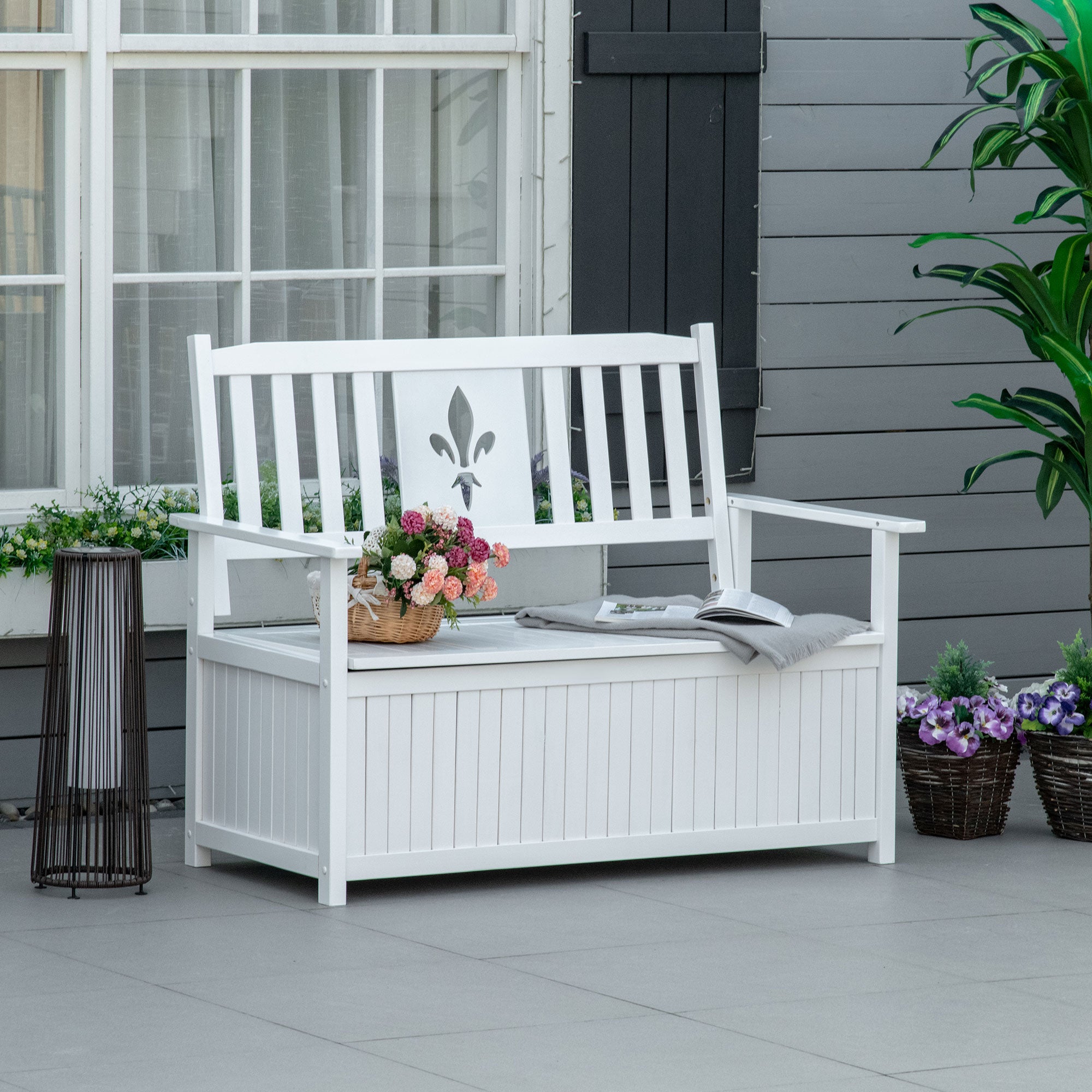 Banco de Jardim 2 Lugares Branco 125x68,5x97cm