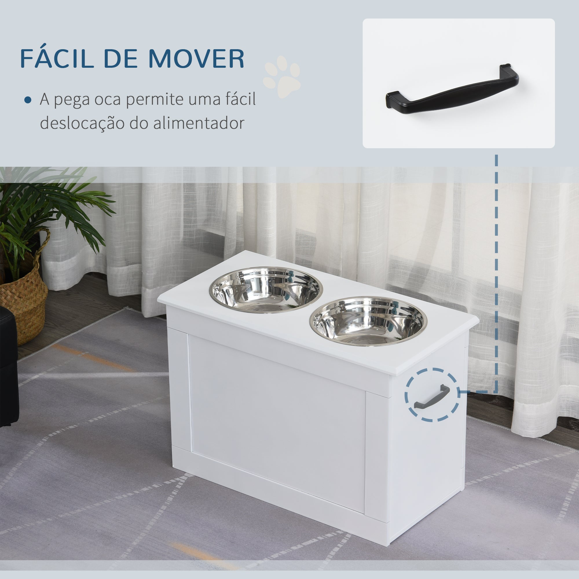 Comedouro Elevado para Cães 60x30x41 cm Branco