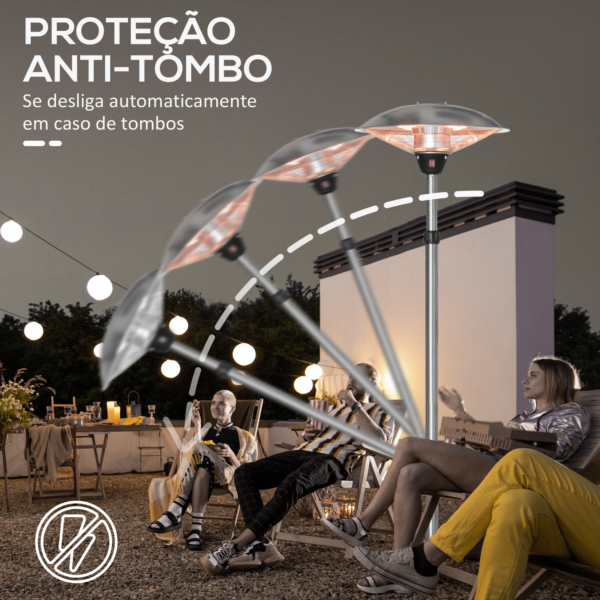 Aquecedor de Jardim Elétrico 3000W Prata Ø58,5x200cm