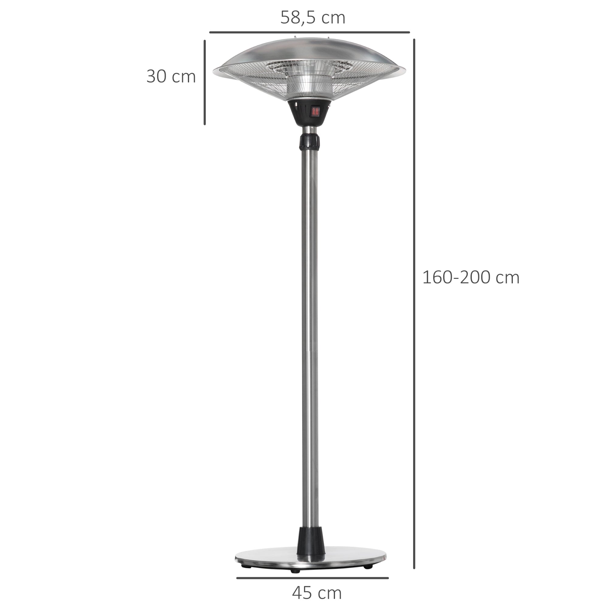 Aquecedor de Jardim Elétrico 3000W Prata Ø58,5x200cm