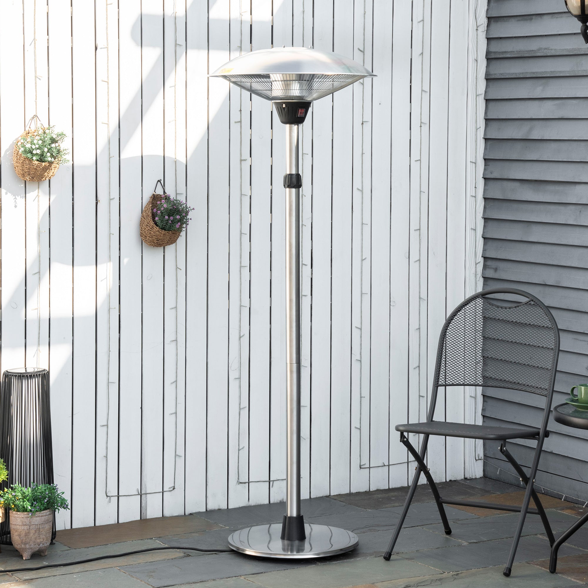 Aquecedor de Jardim Elétrico 3000W Prata Ø58,5x200cm