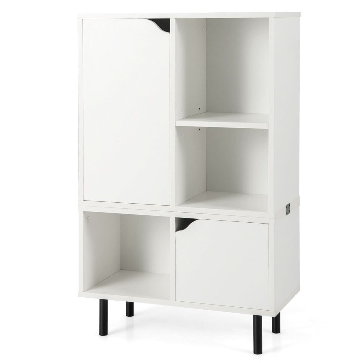 Estante Empilhável Gabinete de Treliça Combinado Estante Aberta com Estante Cubos Ajustáveis Pata de Metal para Sala de Estar Branco