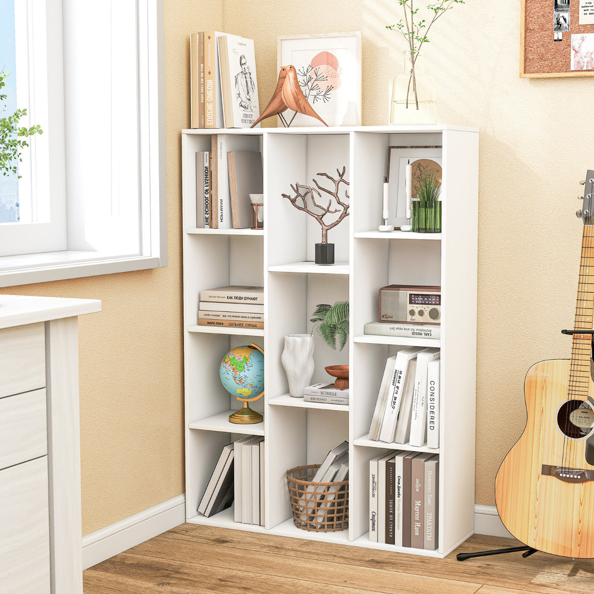 Estantería de 11 Cubos Geométrica Moderna em Branco para Sala Quarto Escritório 74 x 24 x 106 cm