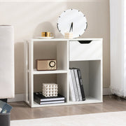 Estante de 3 Cubos com Gaveta de Armazenamento de 2 Níveis Independente para Casa Estudo Sala de Estar Quarto Branco