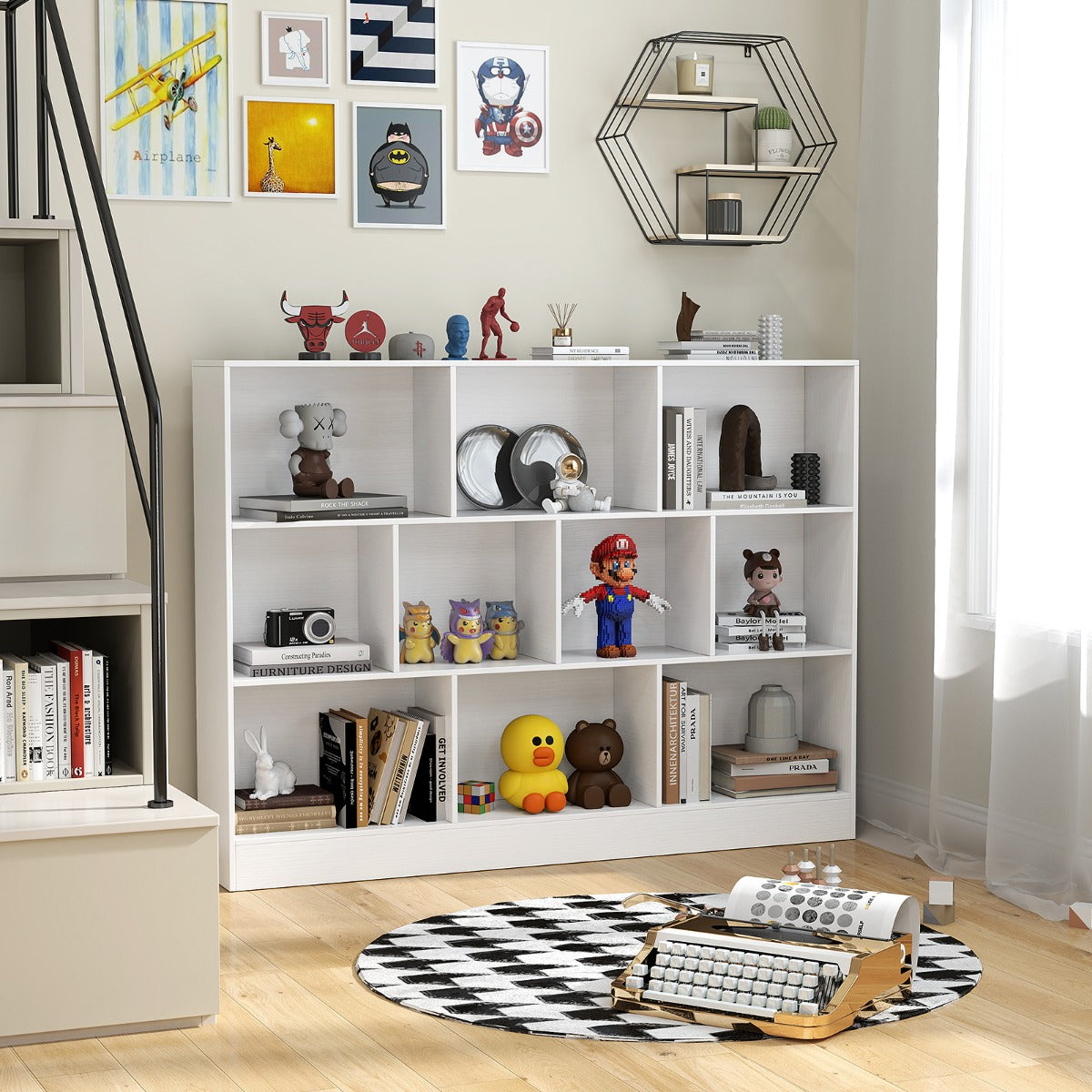 Estante Organizadora de 10 Cubos de 3 Níveis 140 cm Branca