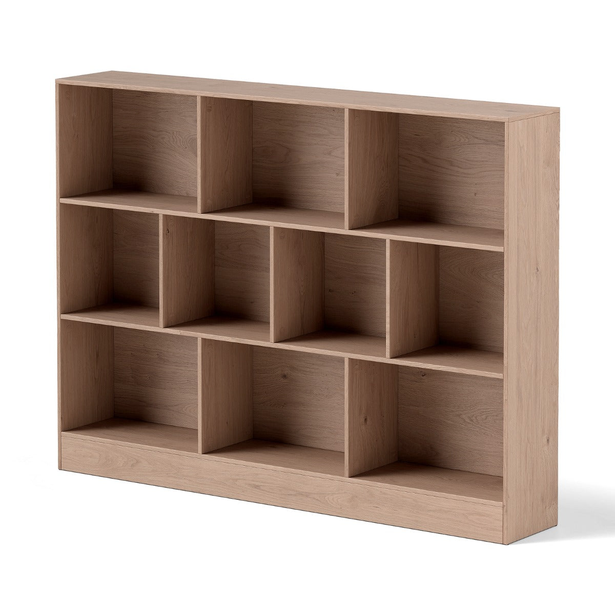 Estante de 10 Cubos Organizador de Armazenamento de 3 Níveis Antiqueda 140 cm para Sala de Estar Quarto Natural
