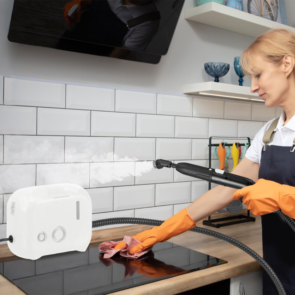 Vaporizador Doméstico de 1500W com Tanque de Água de 1 L - Limpeza Eficiente em Casa - Branco