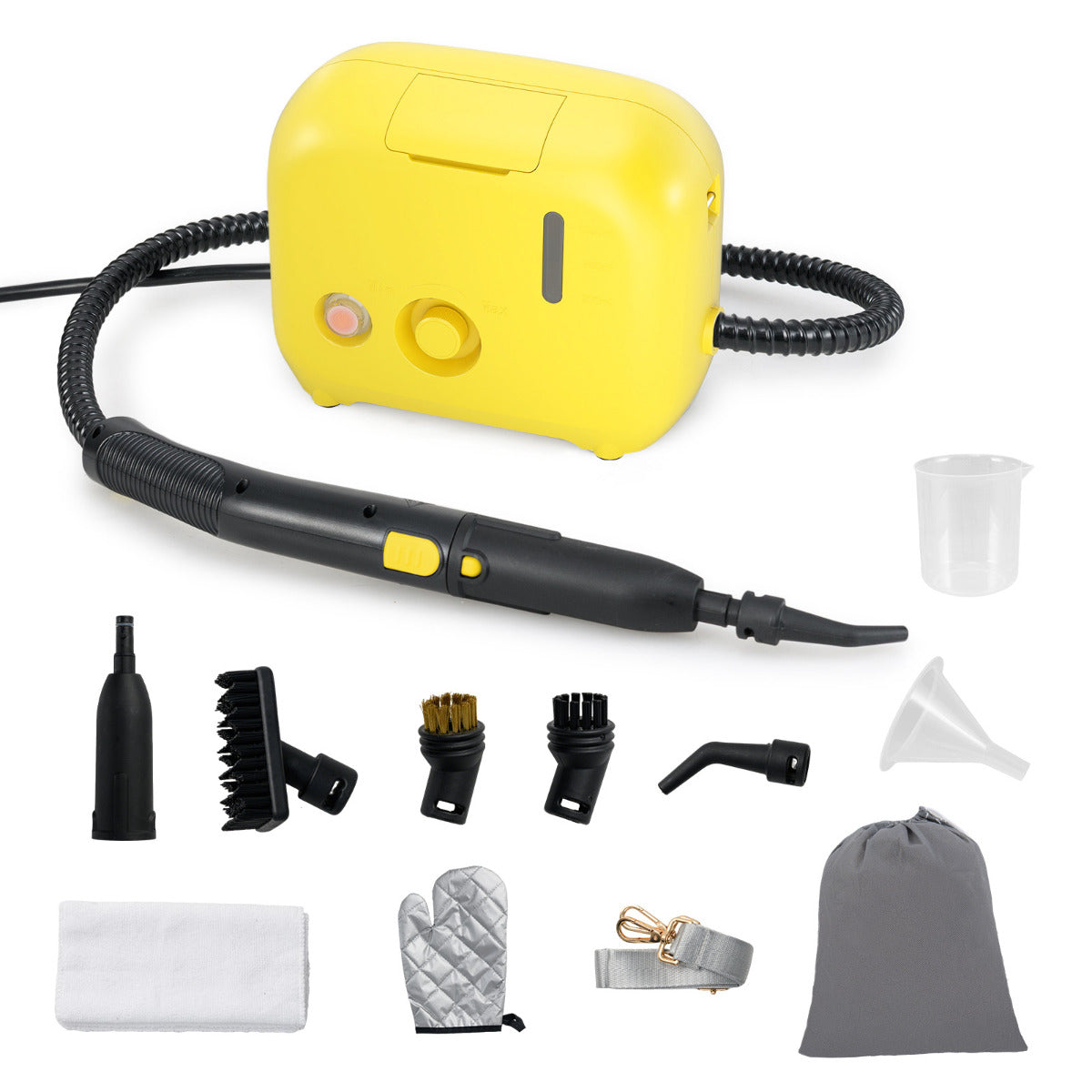 Vaporizador Doméstico Portátil de 1500W com Tanque de Água de 1 L - Máquina de Limpeza a Vapor Amarelo para Carros