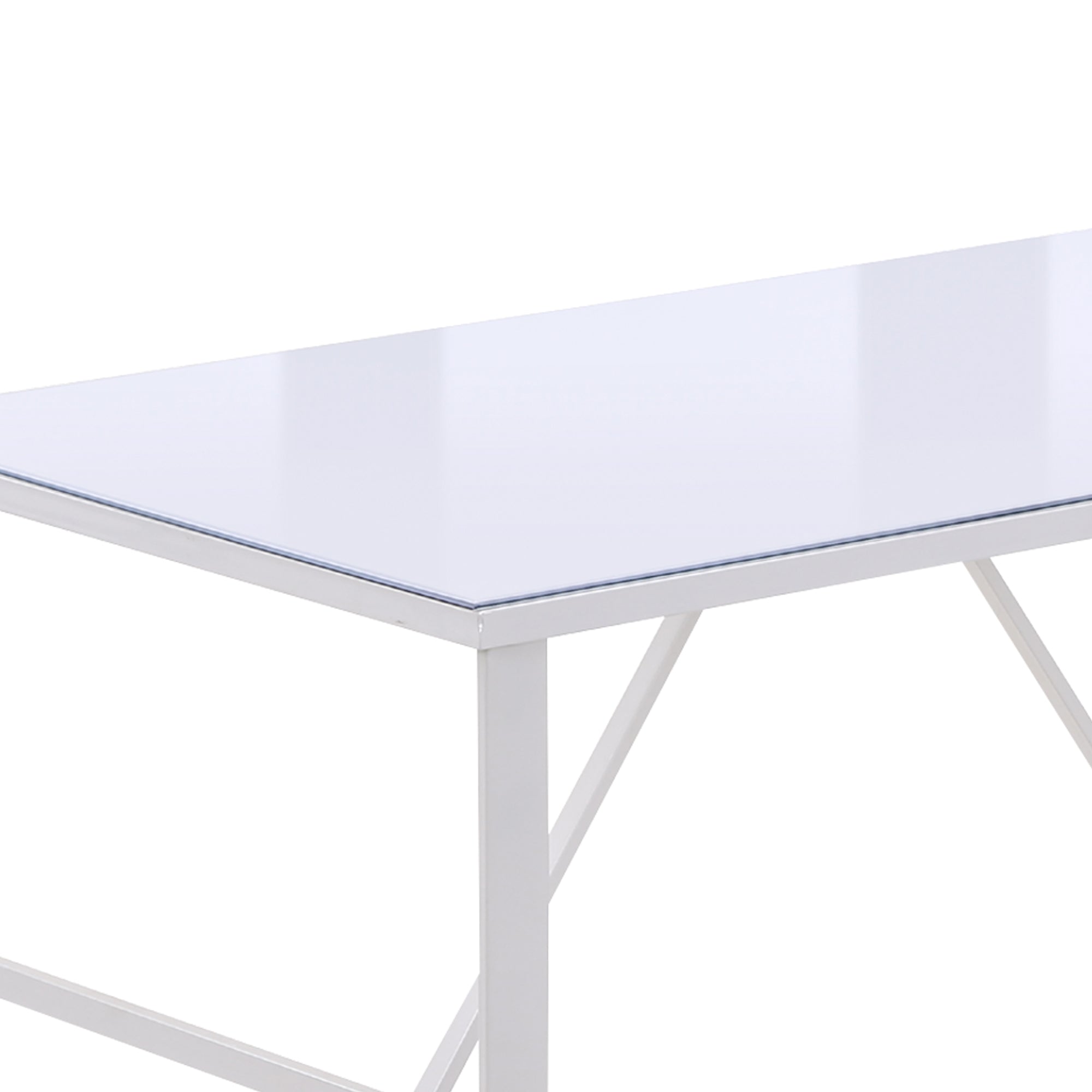 Secretária de Vidro Temperado Branco 120x60x74.5cm