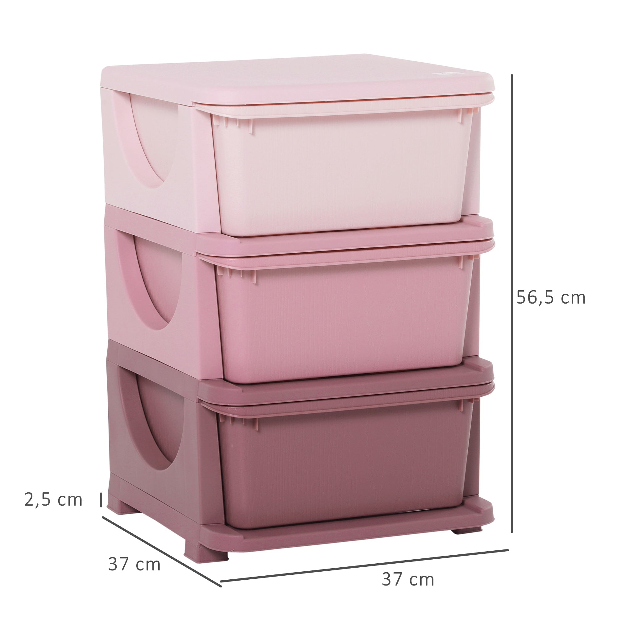Organizador de Brinquedos para Crianças 37x37x56,5cm - Cor Rosa