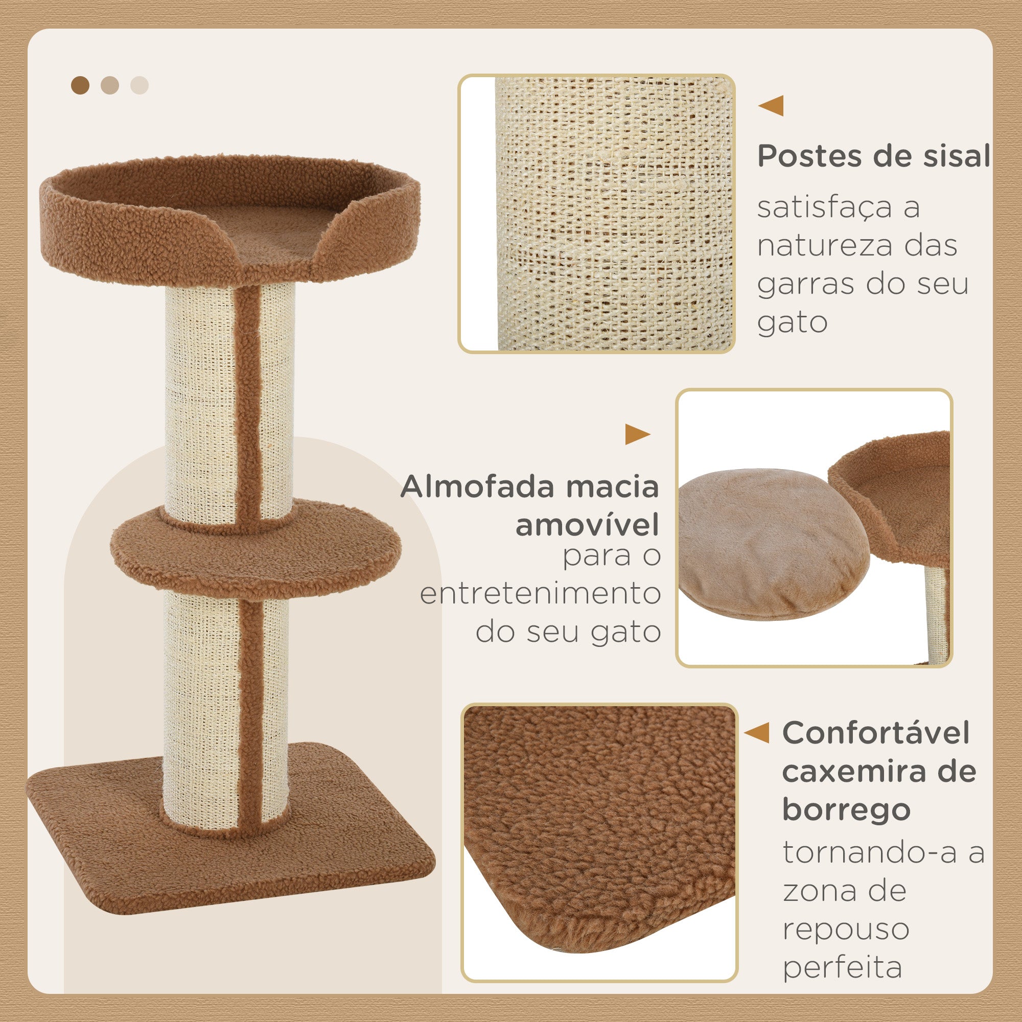 Arranhador para Gatos Marrom Claro 45x45x91 cm