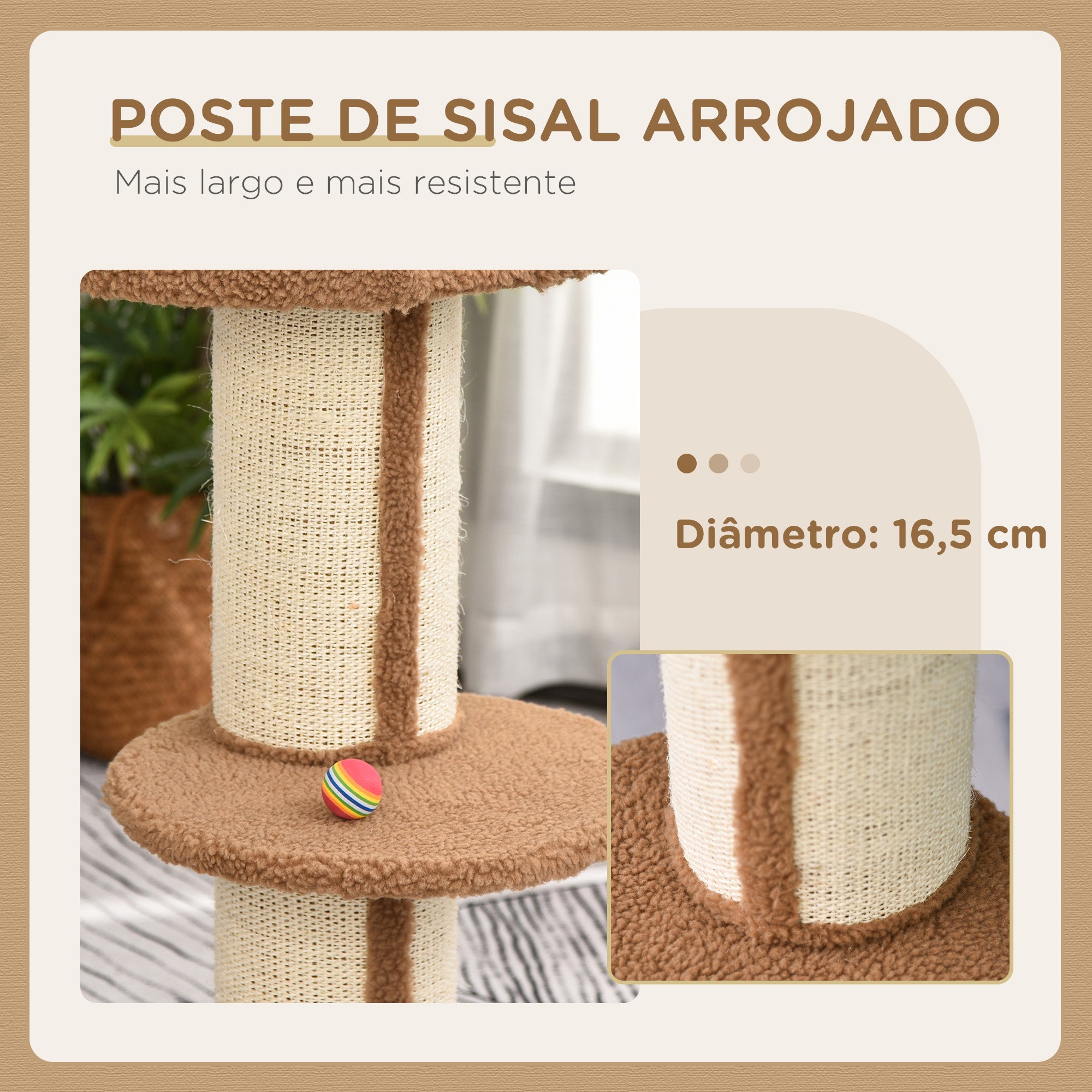 Arranhador para Gatos Marrom Claro 45x45x91 cm