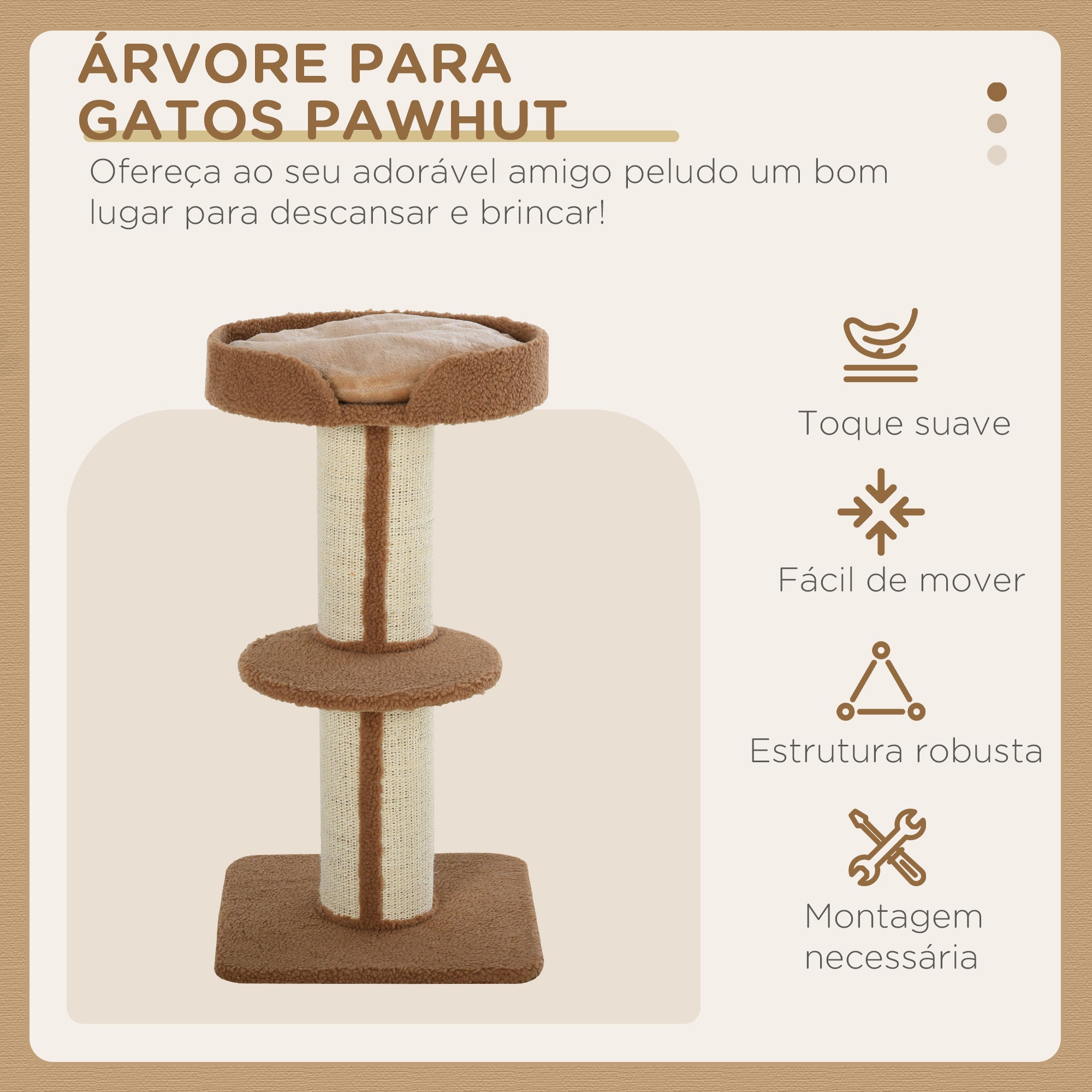 Arranhador para Gatos Marrom Claro 45x45x91 cm