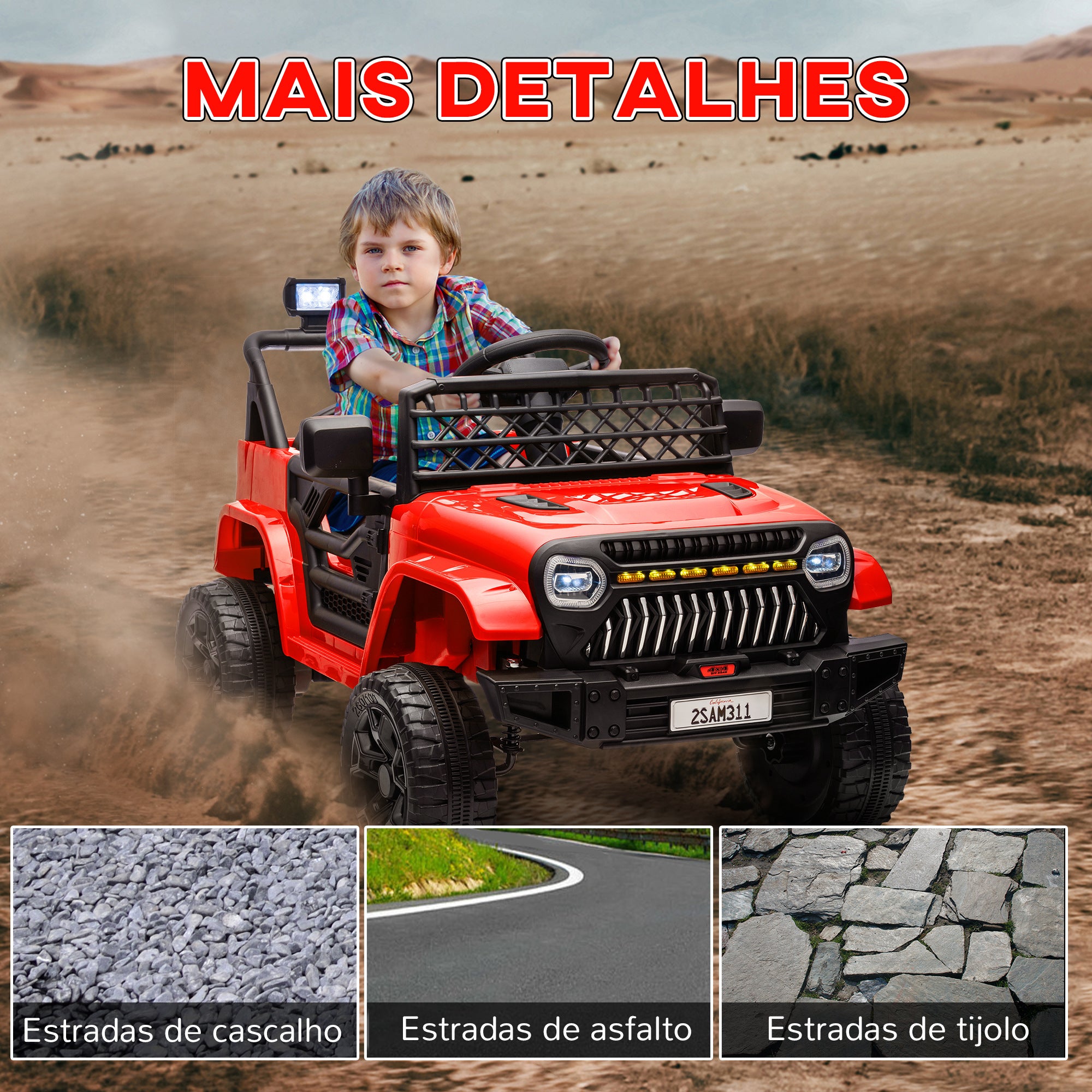 Carro Elétrico Infantil UTV Vermelho 95x62,5x65 cm