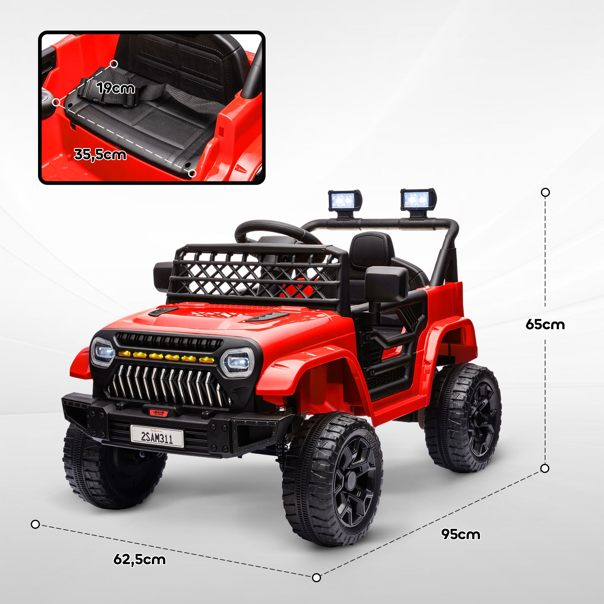 Carro Elétrico Infantil UTV Vermelho 95x62,5x65 cm