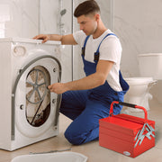 Caixa de Ferramentas de Aço Vermelho 57x21x41cm - Organizador Portátil para Bricolagem