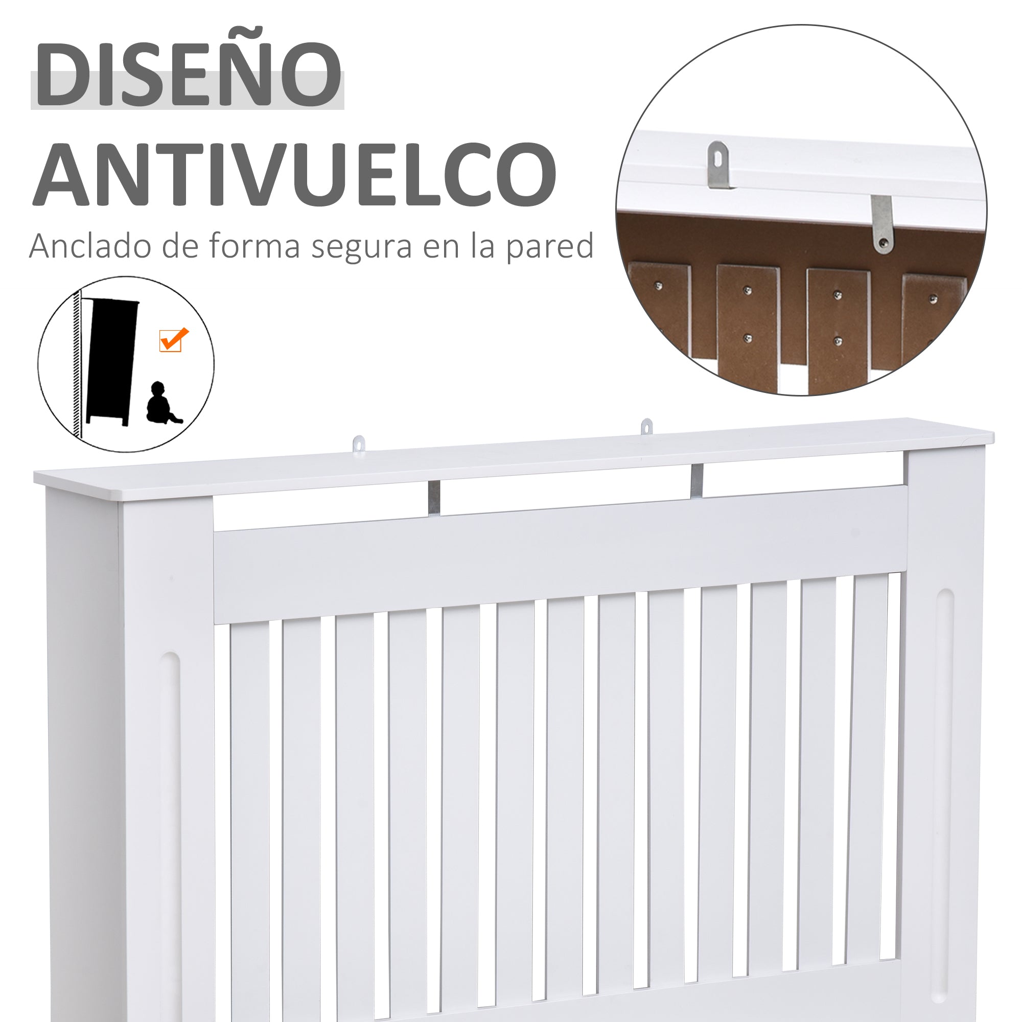 Cobertura Radiador MDF Branco 112x19x81cm