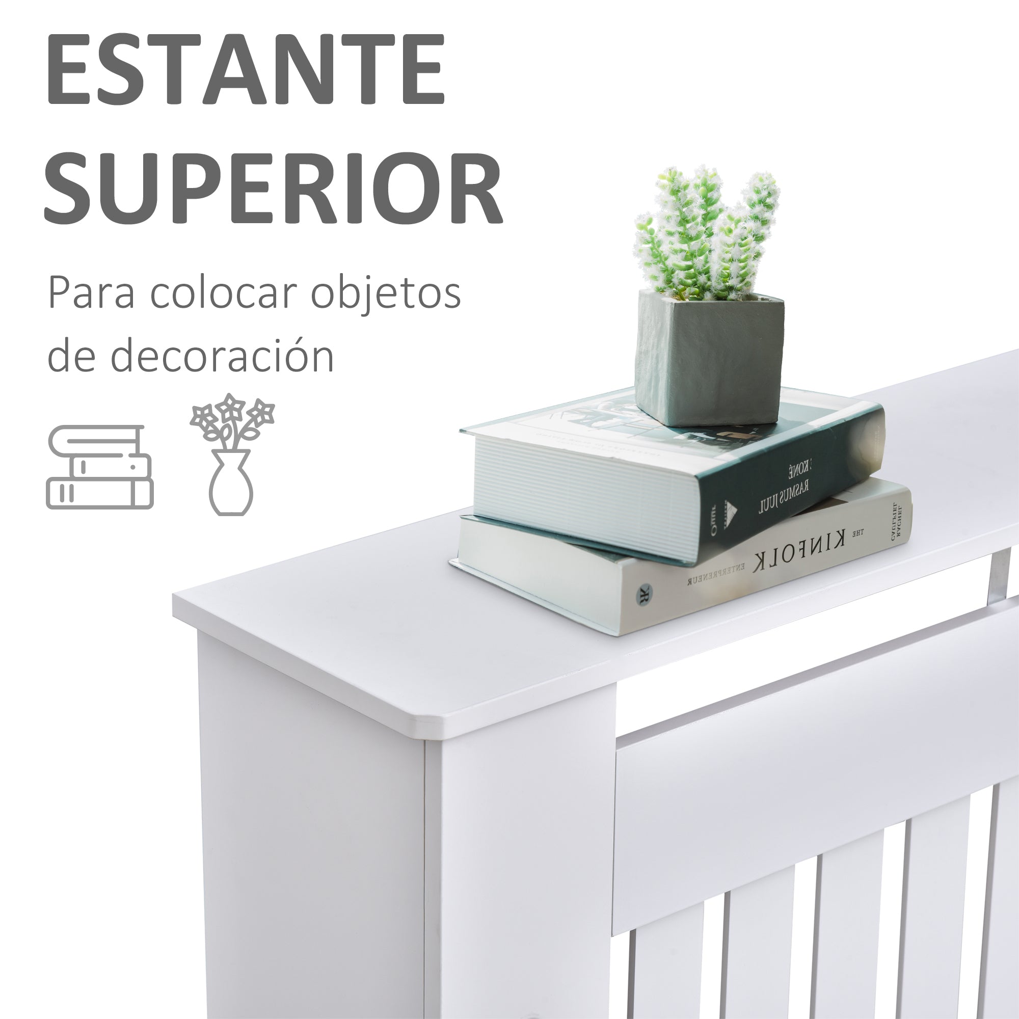 Cobertura Radiador MDF Branco 112x19x81cm