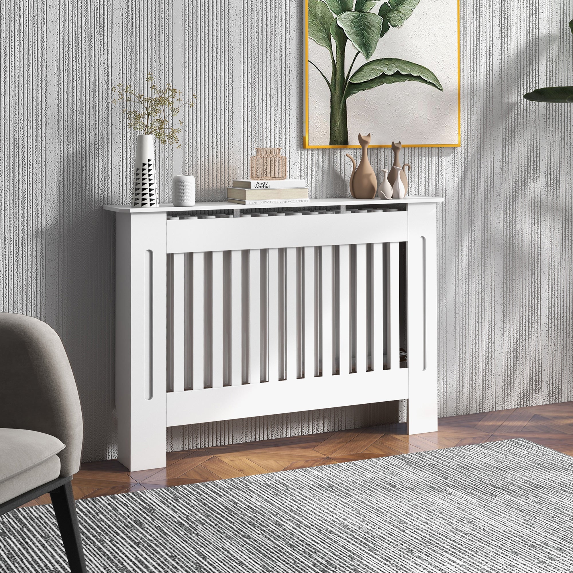 Cobertura Radiador MDF Branco 112x19x81cm