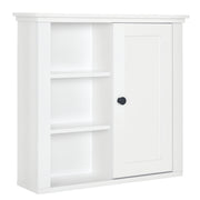 Armário de Parede Multifuncional 3 Níveis Abertos 1 Porta 53x14,5x50,5cm Branco