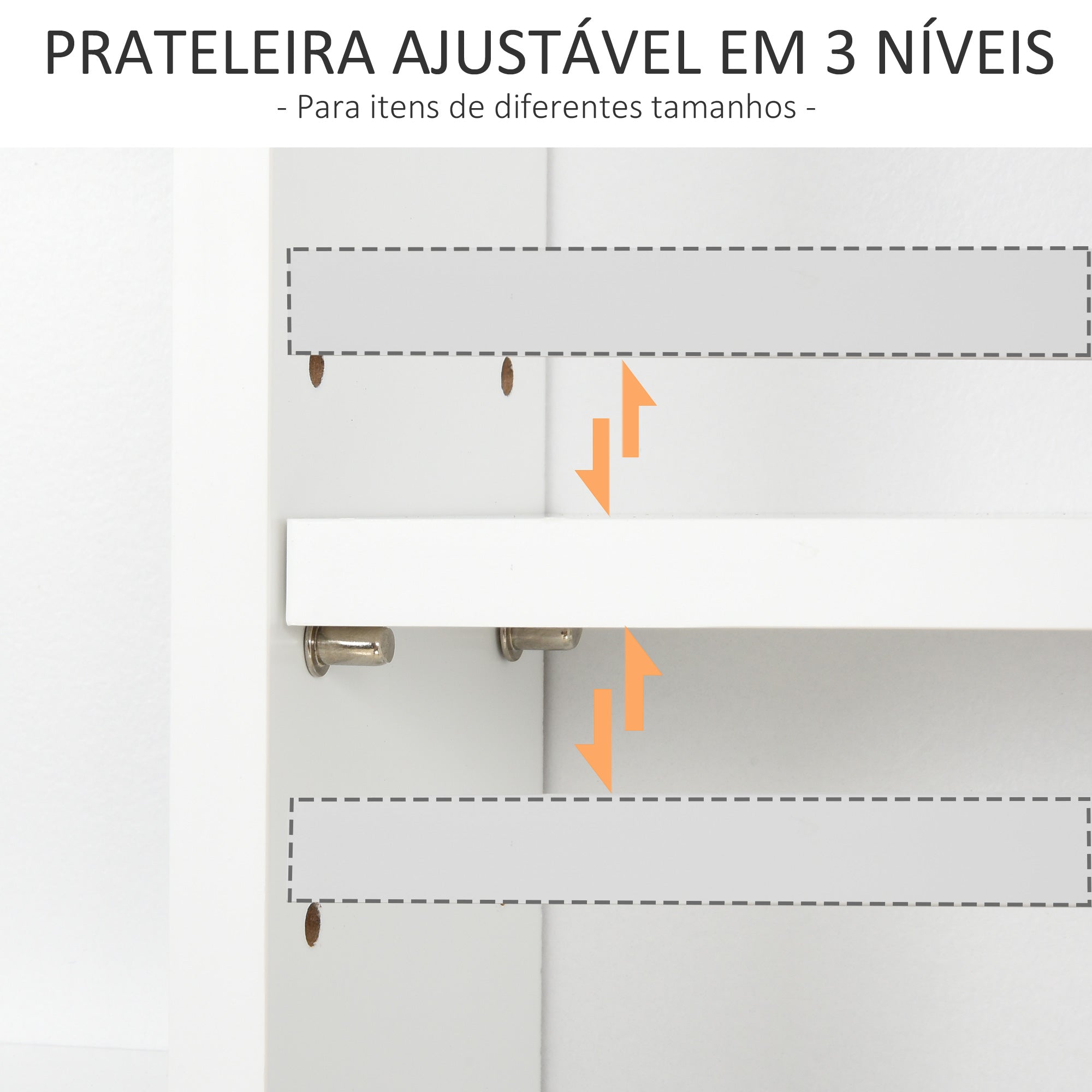 Armário de Parede Multifuncional 3 Níveis Abertos 1 Porta 53x14,5x50,5cm Branco