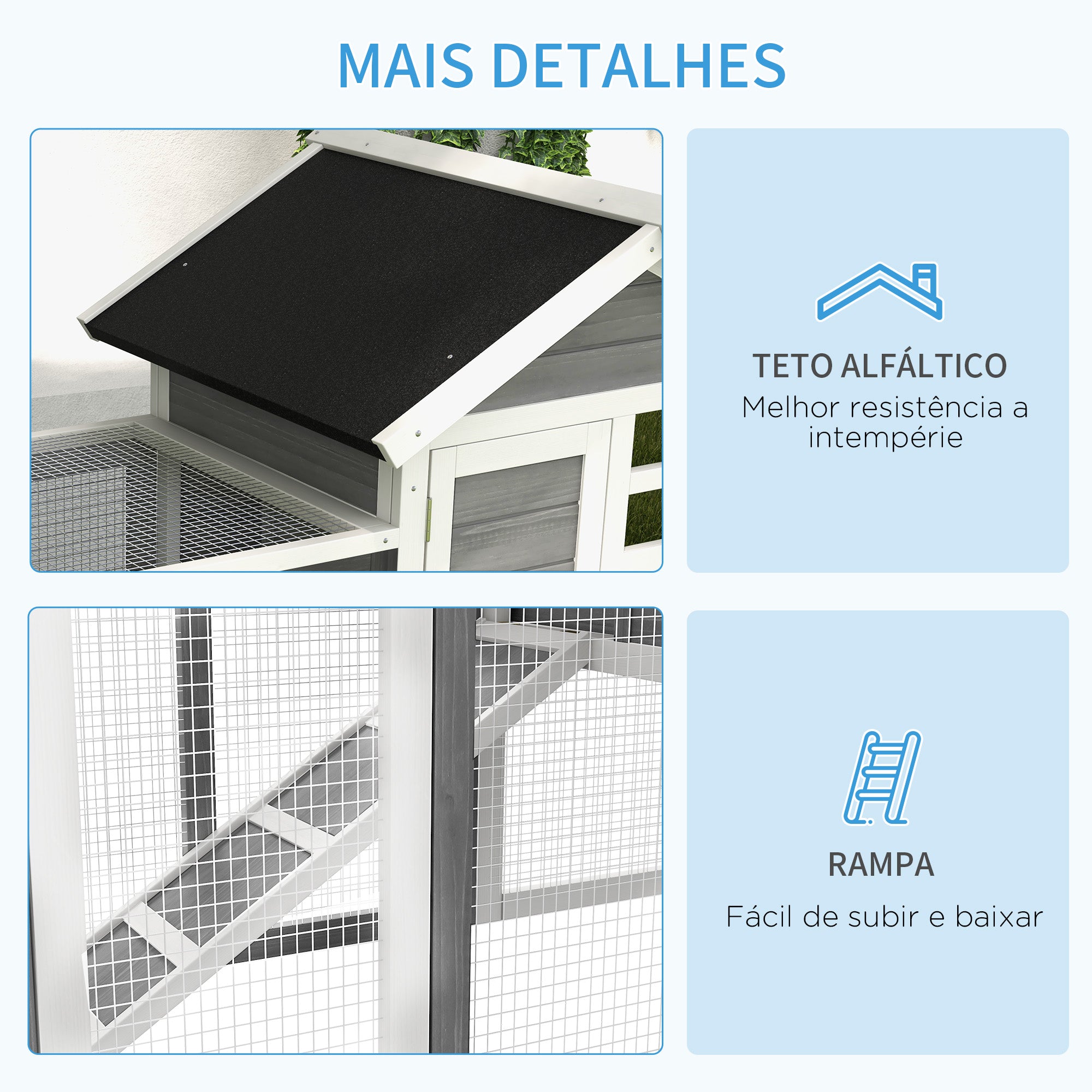 Coelheira de Madeira de 2 Níveis 122x62,6x92 cm - Cinzento