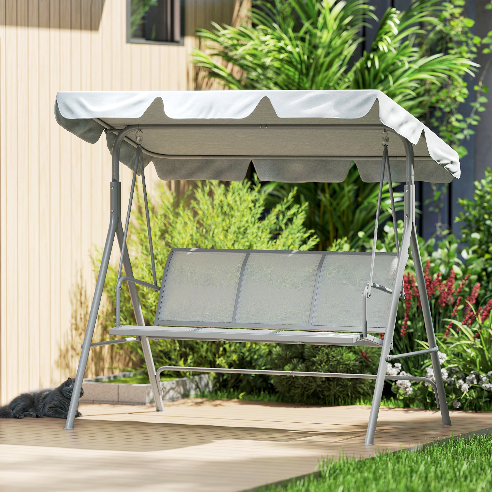 Baloiço de Jardim 3 Lugares Cinza Claro e Prata 171x108x154cm