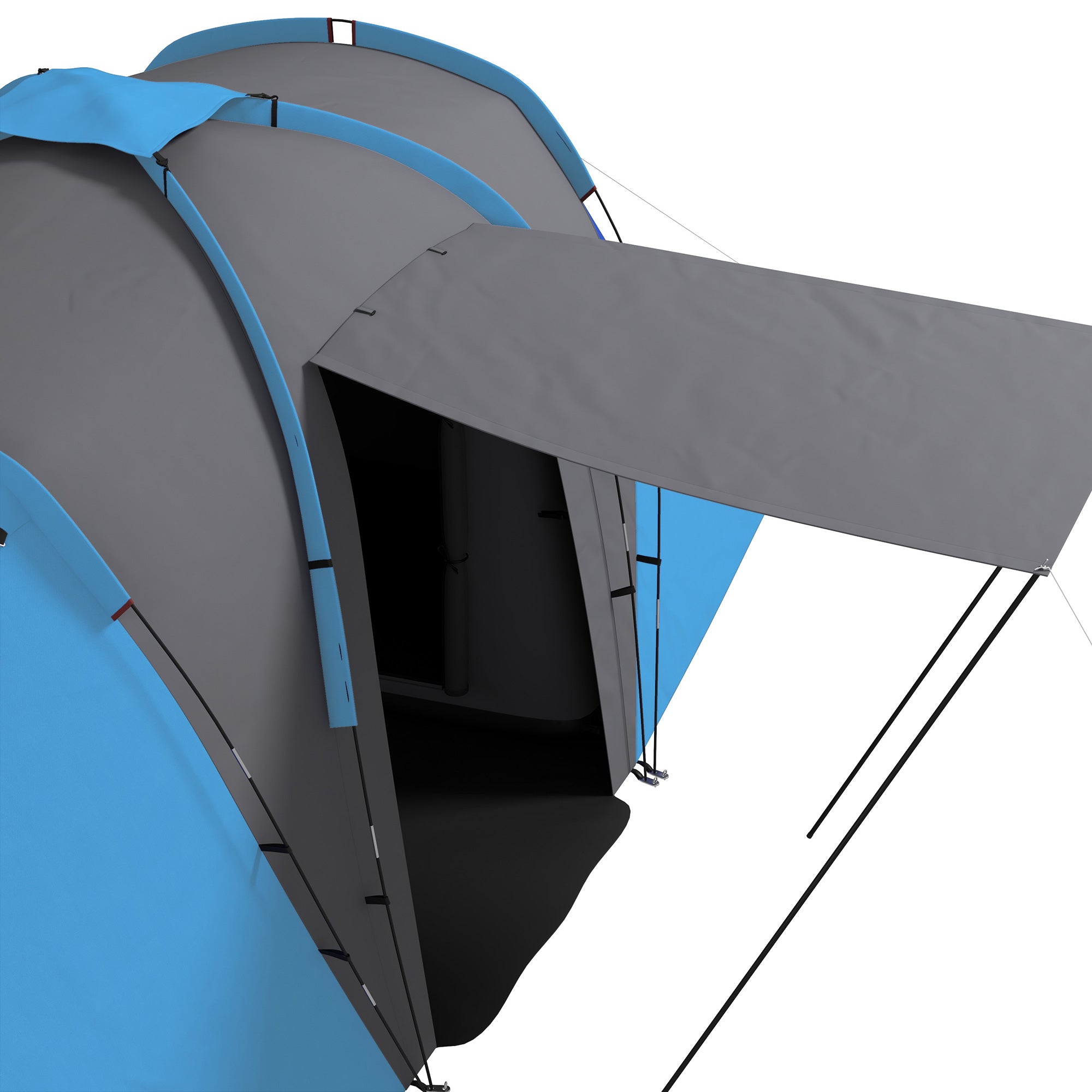 Tenda de Campismo Familiar para 4-6 Pessoas Cinza e Azul 555x225x190 cm