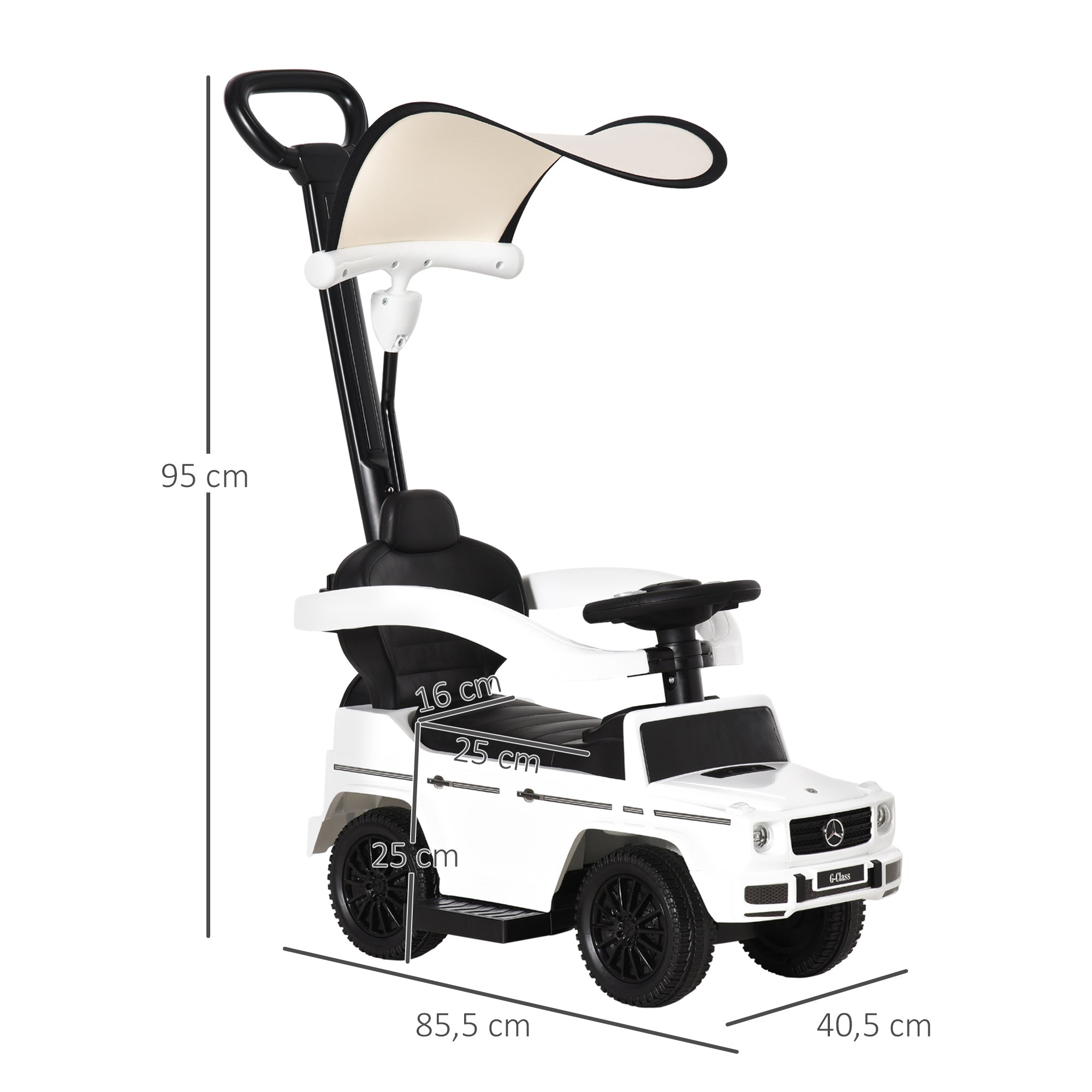 Carro de Passeio Andador para Crianças 85.5x40.5x95cm - Branco