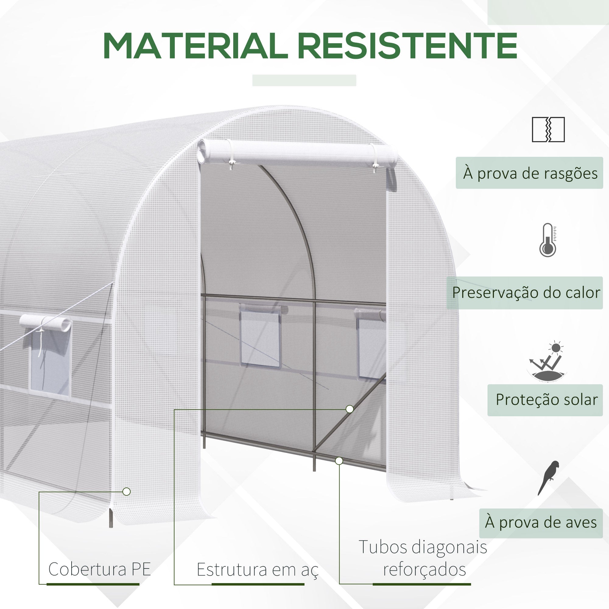 Estufa Tipo Túnel 400x200x200cm Branca
