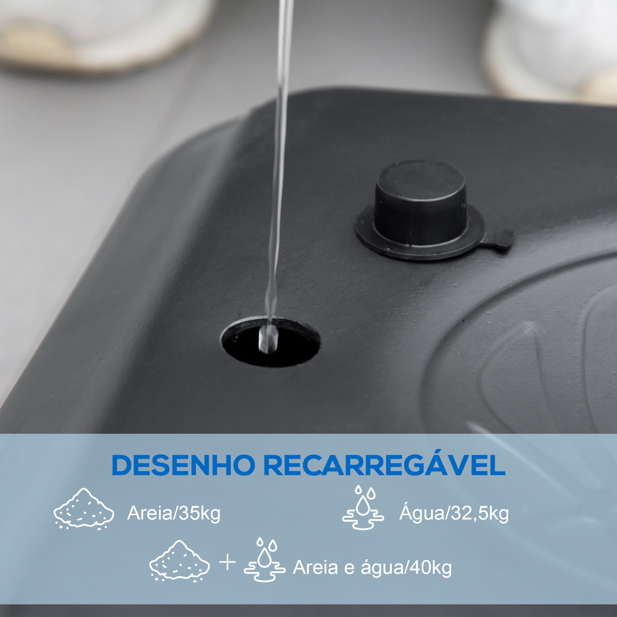Tabela de Basquetebol de Exterior – 71x45x235-264 cm – Preto – PE, Aço e Poliéster