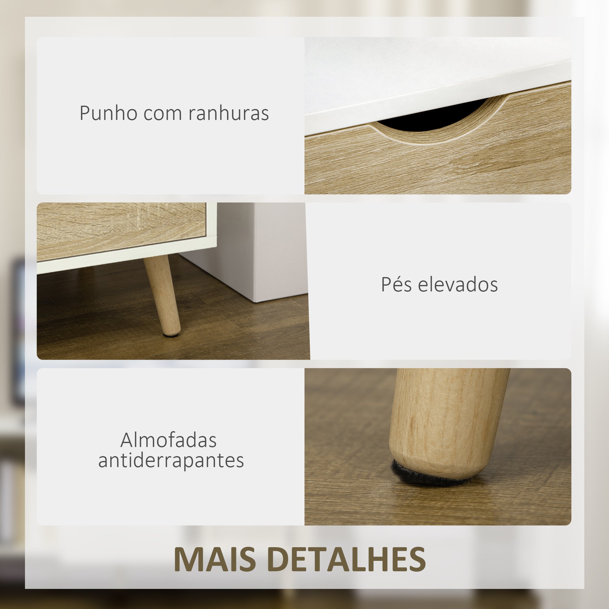 Móvel de TV com Gaveta 2 Portas e Prateleira 110x40x50cm Branco e Madeira