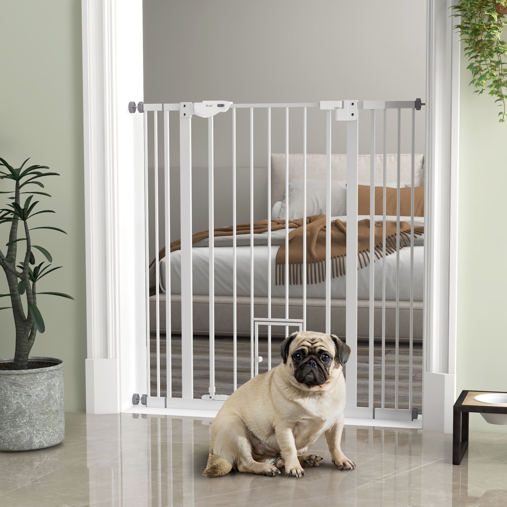 Barreira de Segurança para Cães Extensível 101x104,1 cm Branca