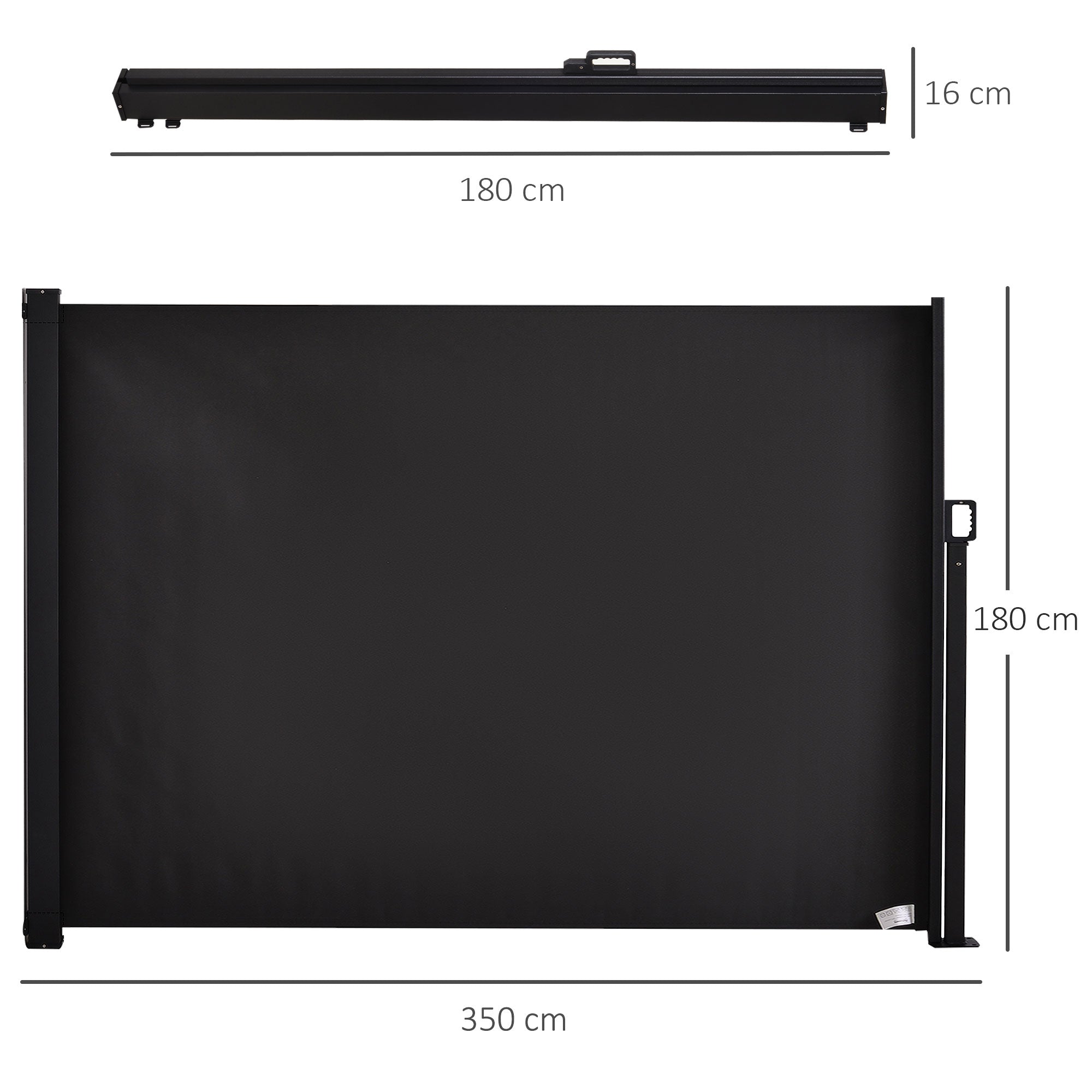 Toldo Lateral Retrátil de Exterior 350x180cm Cor Cinza Escuro