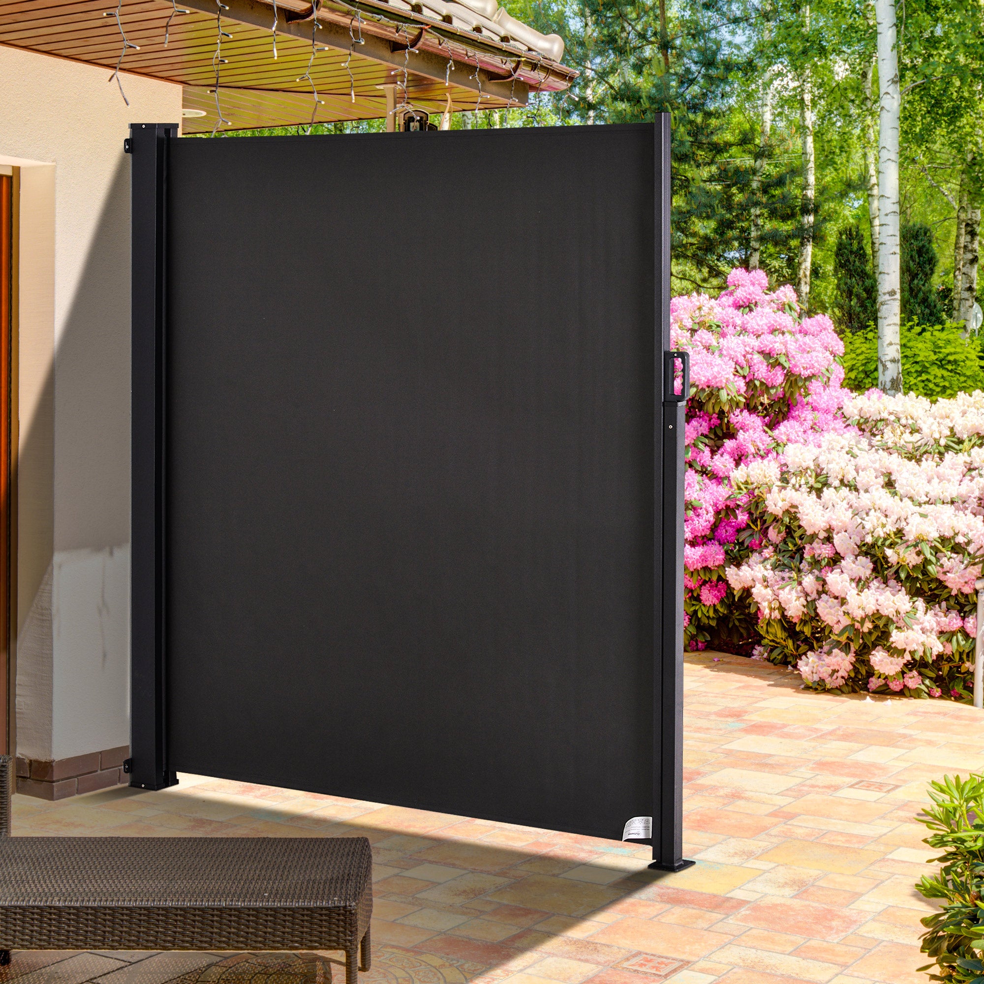 Toldo Lateral Retrátil de Exterior 350x180cm Cor Cinza Escuro