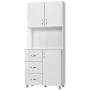 Armário de Cozinha Alto 3 Gavetas 3 Portas 80x39,5x183,5cm Branco