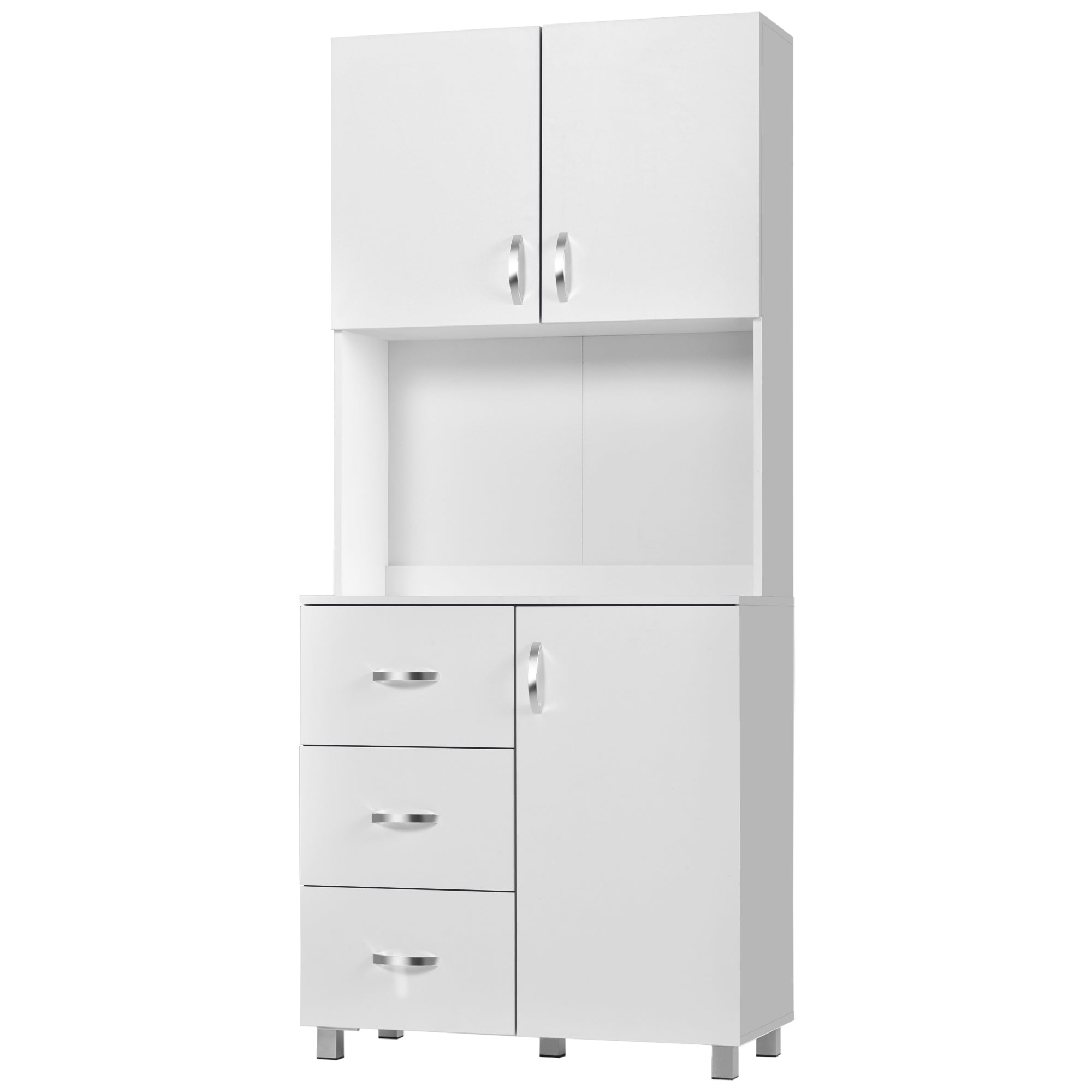 Armário de Cozinha Alto 3 Gavetas 3 Portas 80x39,5x183,5cm Branco