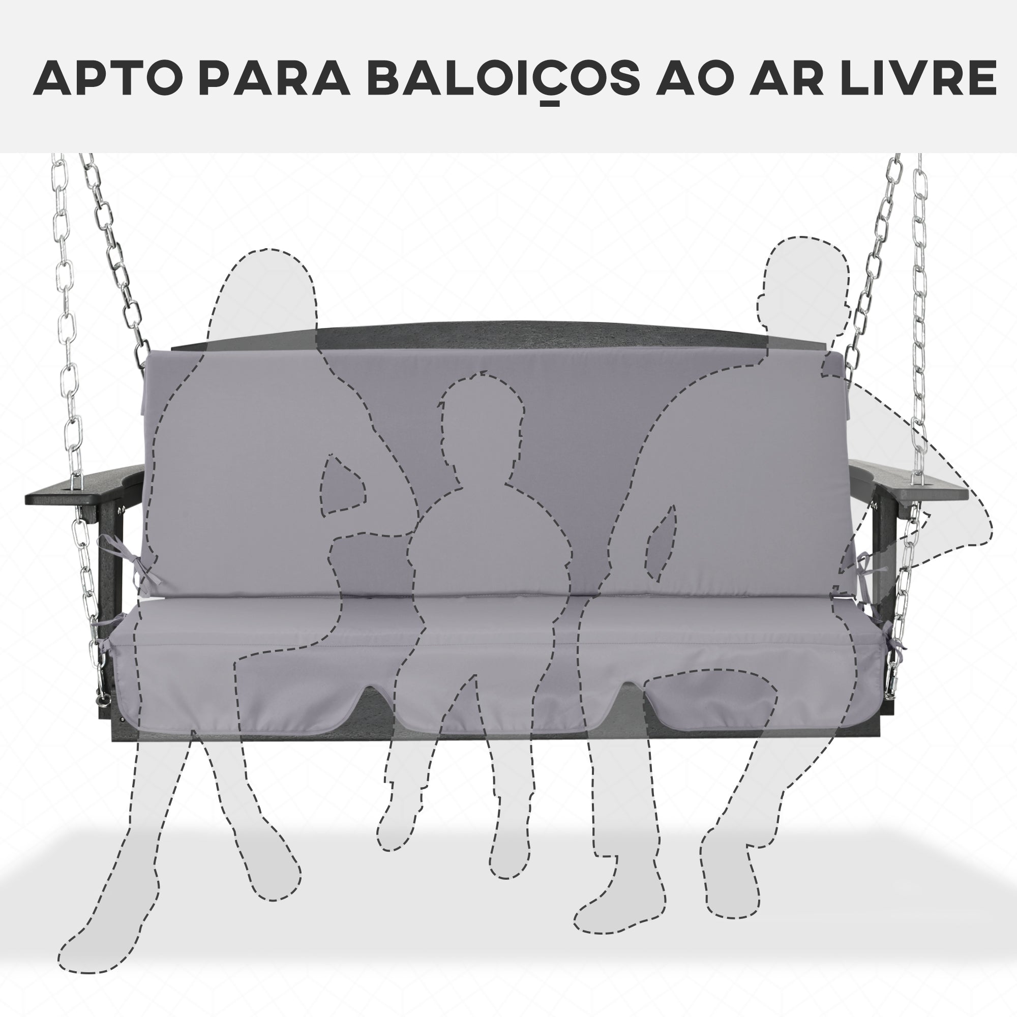 Almofada para Baloiço 130x45x5 cm Cinza