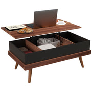 Mesa de Centro Elevatória com 3 Compartimentos de Armazenamento - 100x79x54 cm - Marrom e Preto