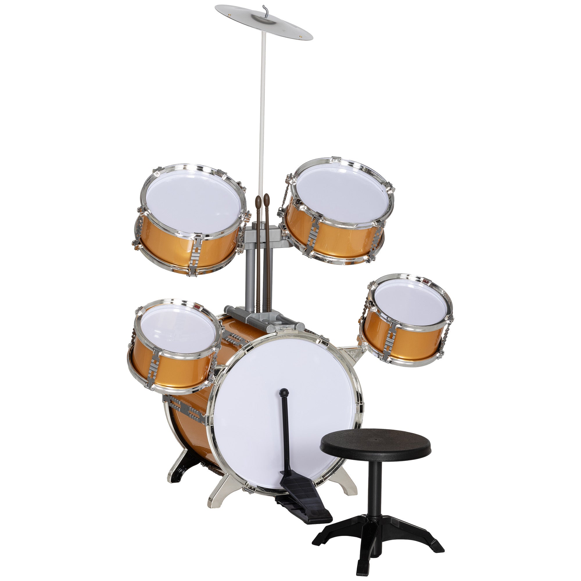 Bateria Infantil Completa Ouro 65x36x76 cm