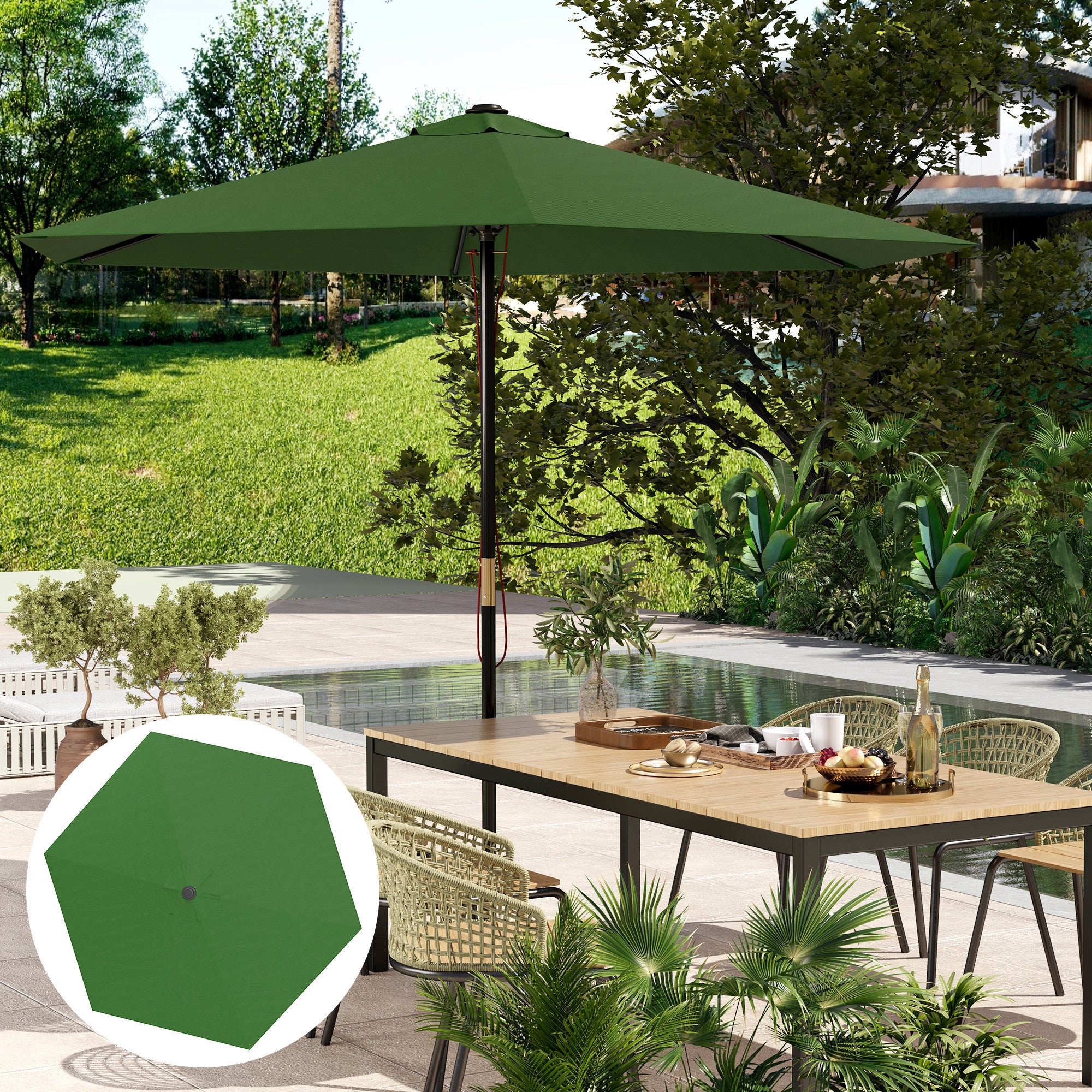 Toldo de Substituição Verde Ø300 cm para Chapéu de Sol - Proteção UV 30+