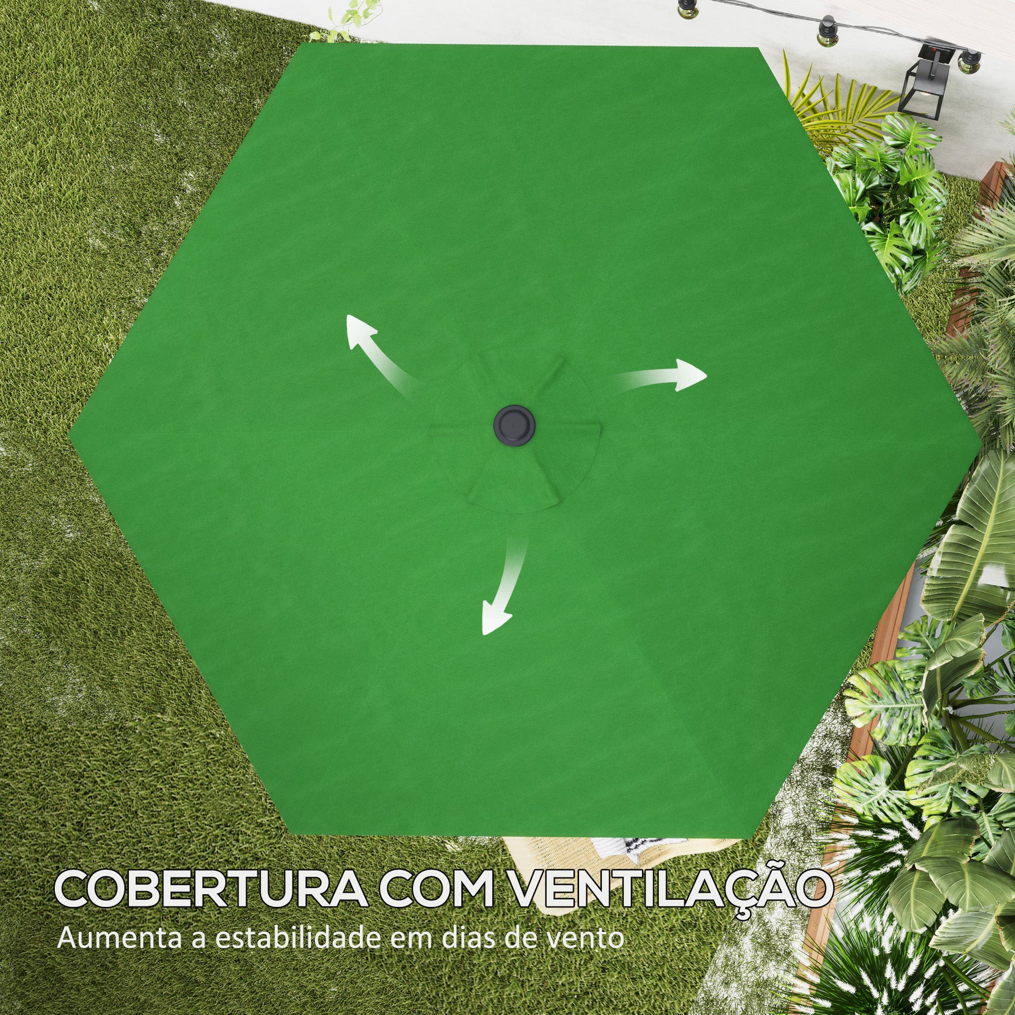 Toldo de Substituição Verde Ø300 cm para Chapéu de Sol - Proteção UV 30+