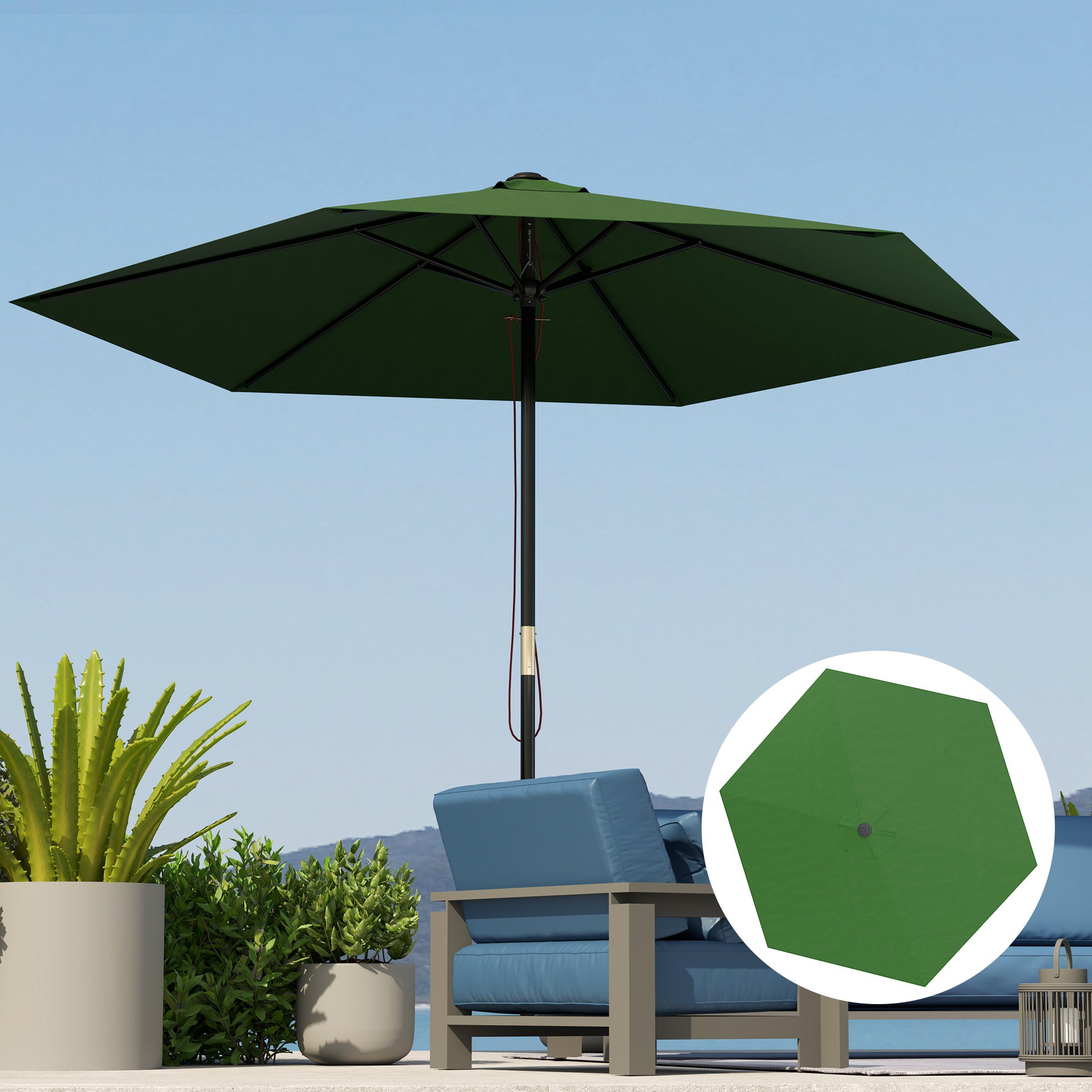 Toldo de Substituição Verde Ø300 cm para Chapéu de Sol - Proteção UV 30+