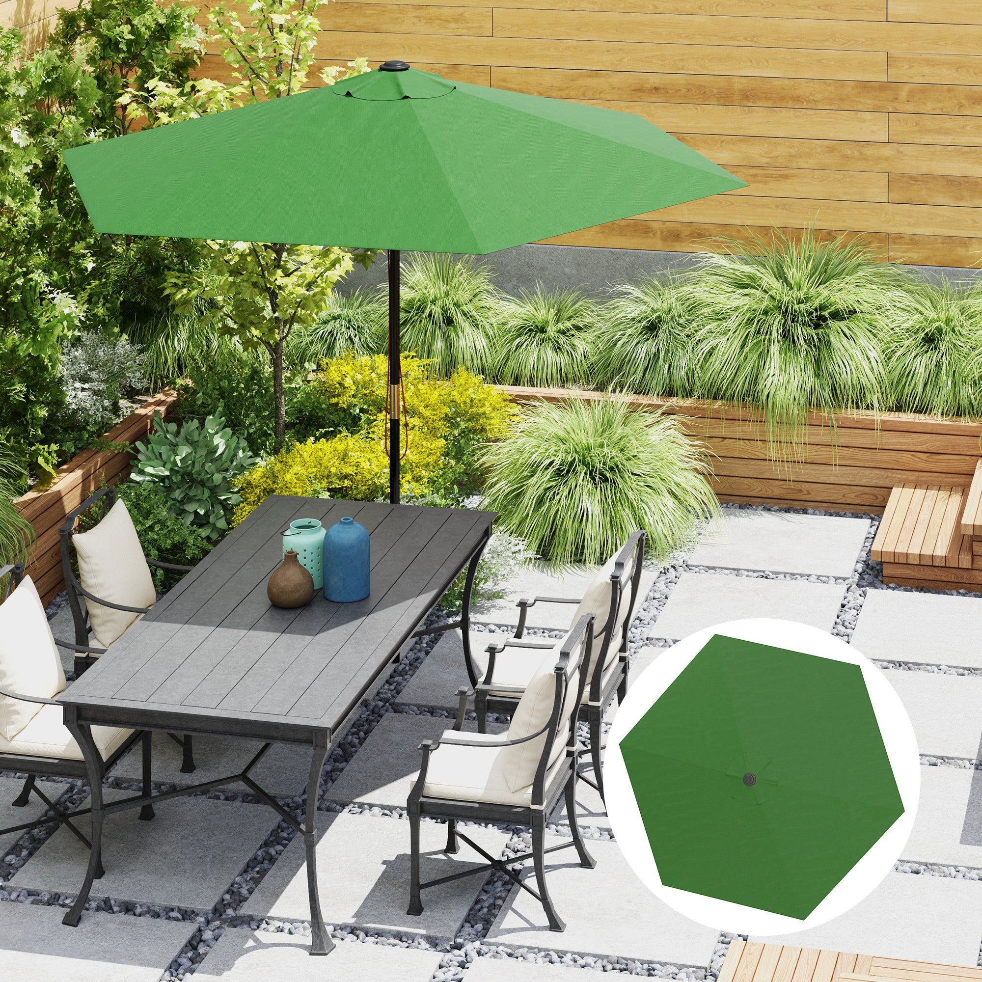Toldo de Substituição Verde Ø300 cm para Chapéu de Sol - Proteção UV 30+