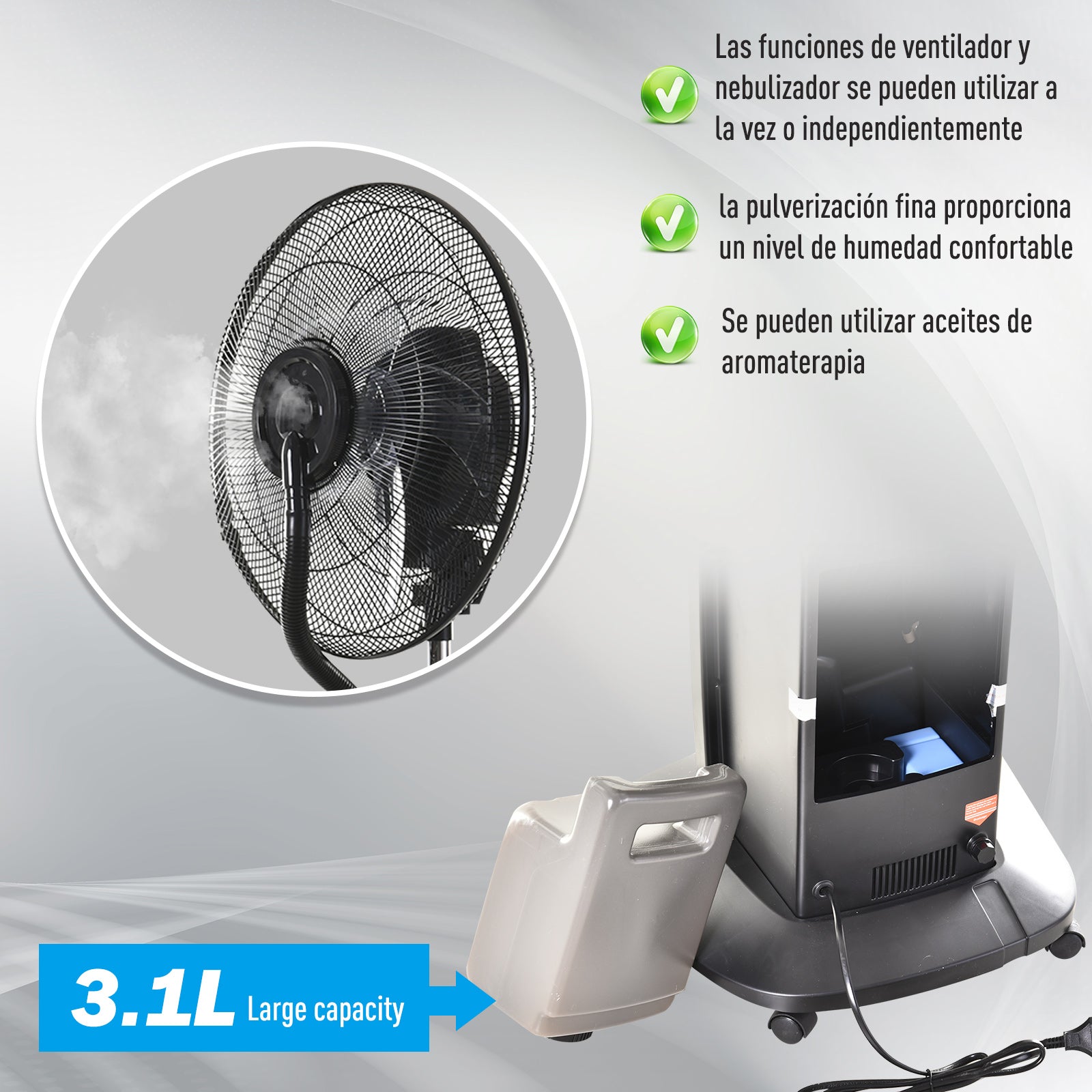 Ventilador Nebulizador Multidirecional Negro 44,5x135cm