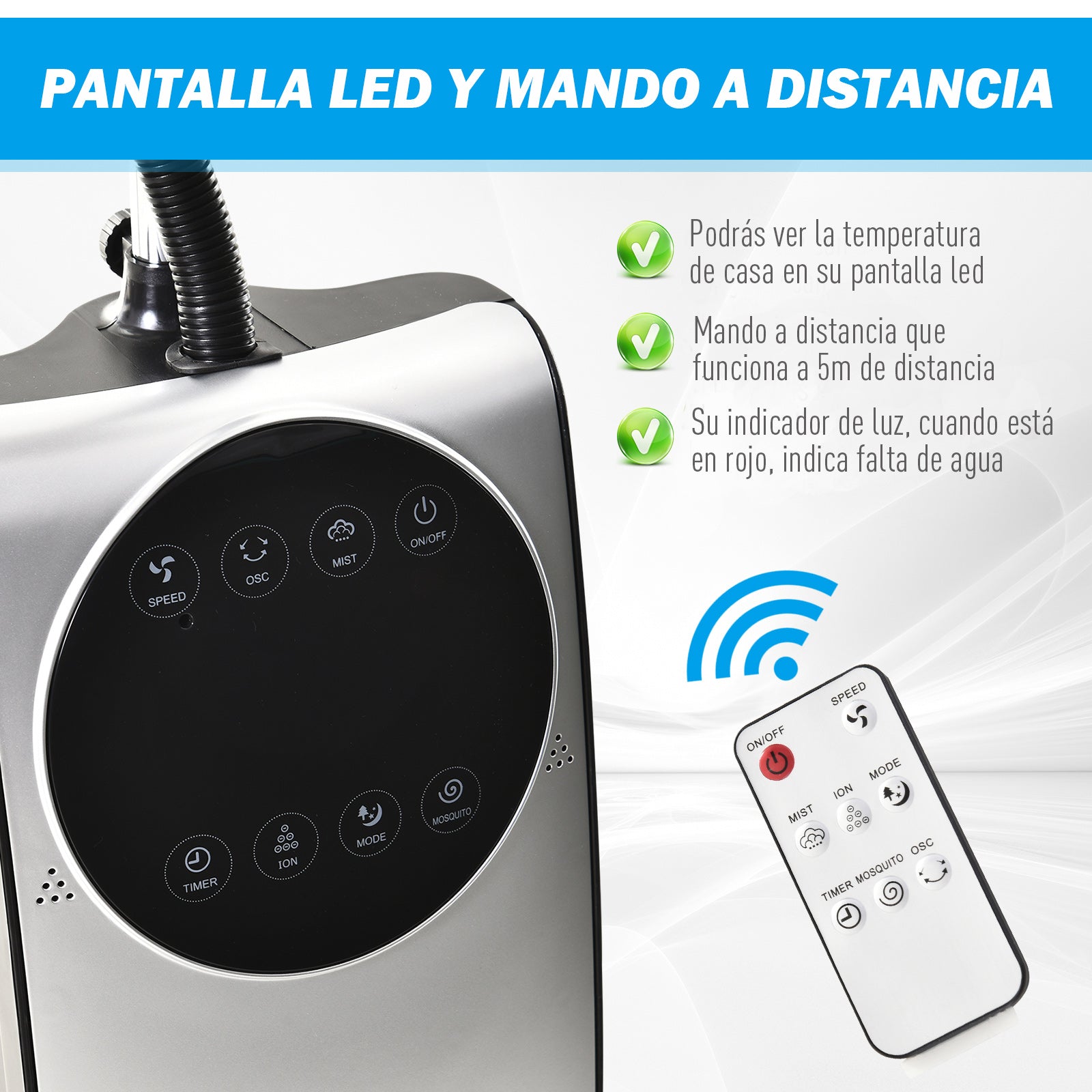 Ventilador Nebulizador Multidirecional Negro 44,5x135cm